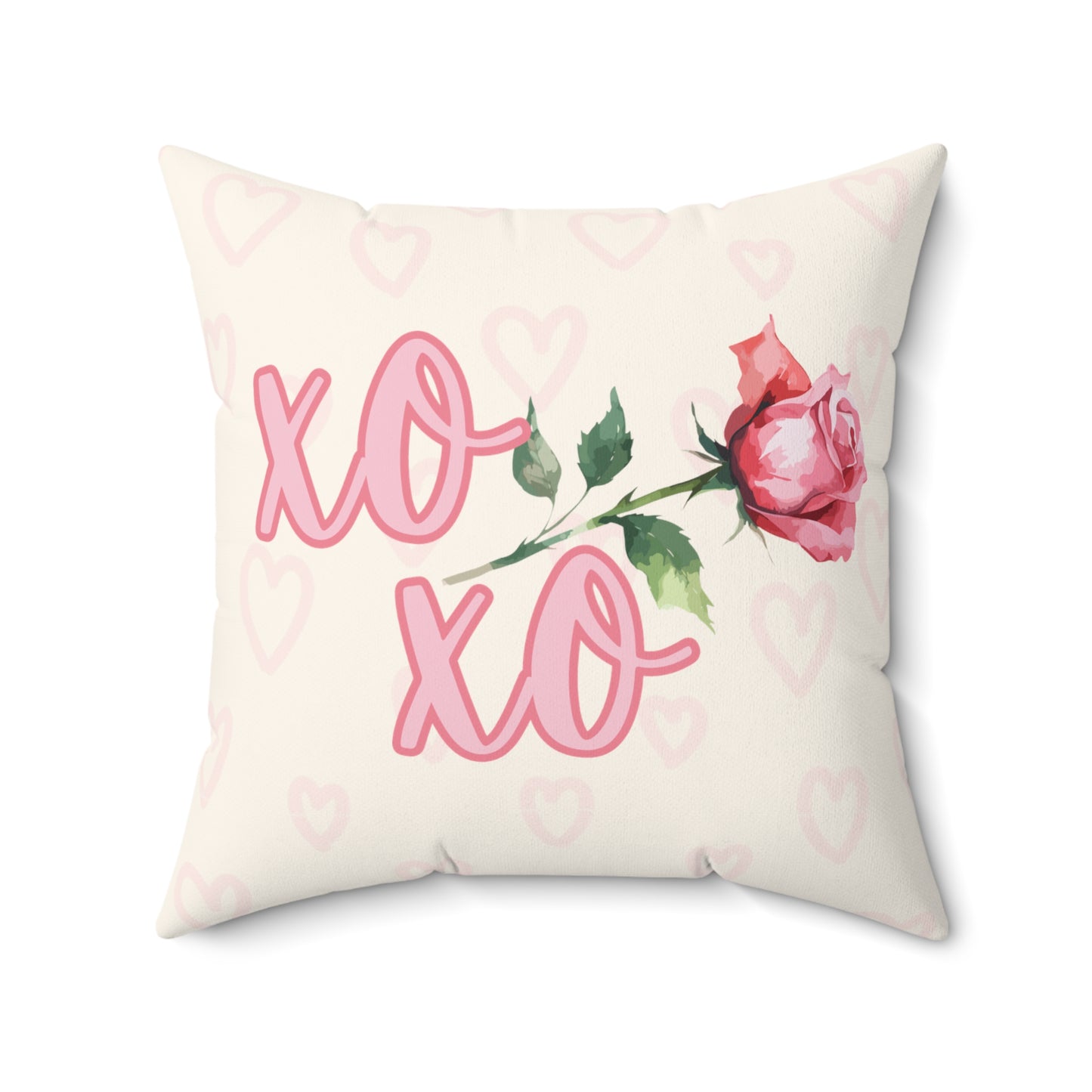 Pink Coquette Rose XoXo Love Square Double-Sided Pillow - Multiple Sizes