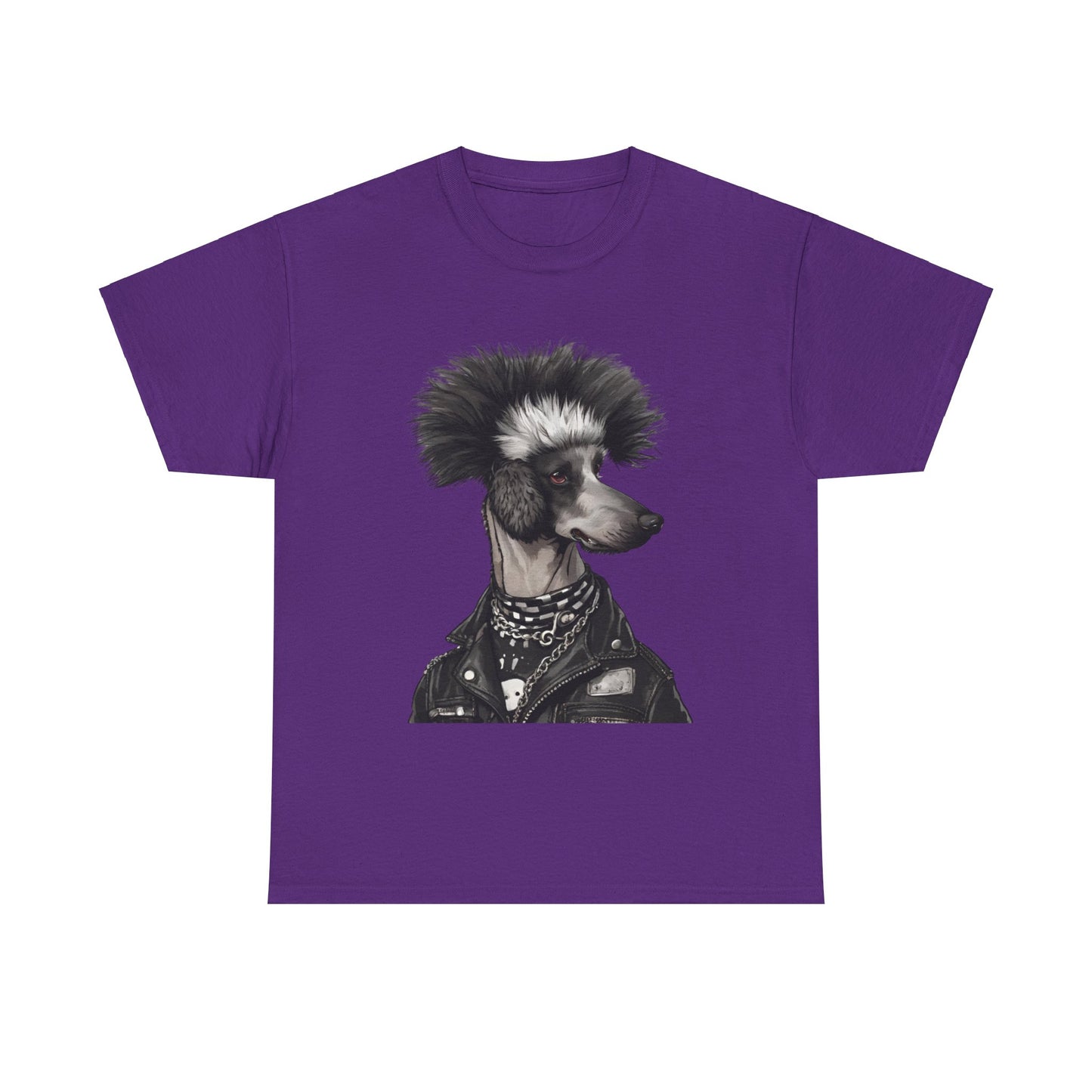 Black & White Punk Rock Poodle Puppy Dog Women's Plus Cotton Tee Size xl-5xl