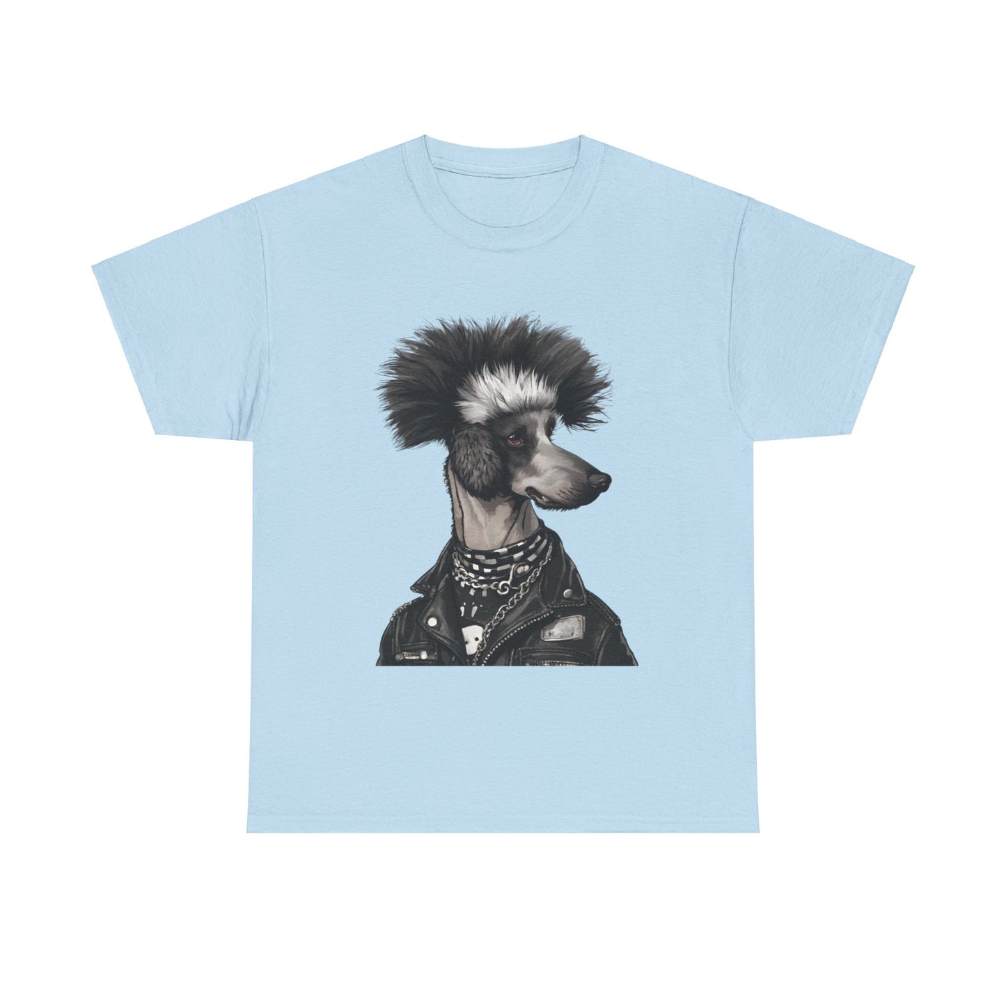 Black & White Punk Rock Poodle Puppy Dog Women's Plus Cotton Tee Size xl-5xl