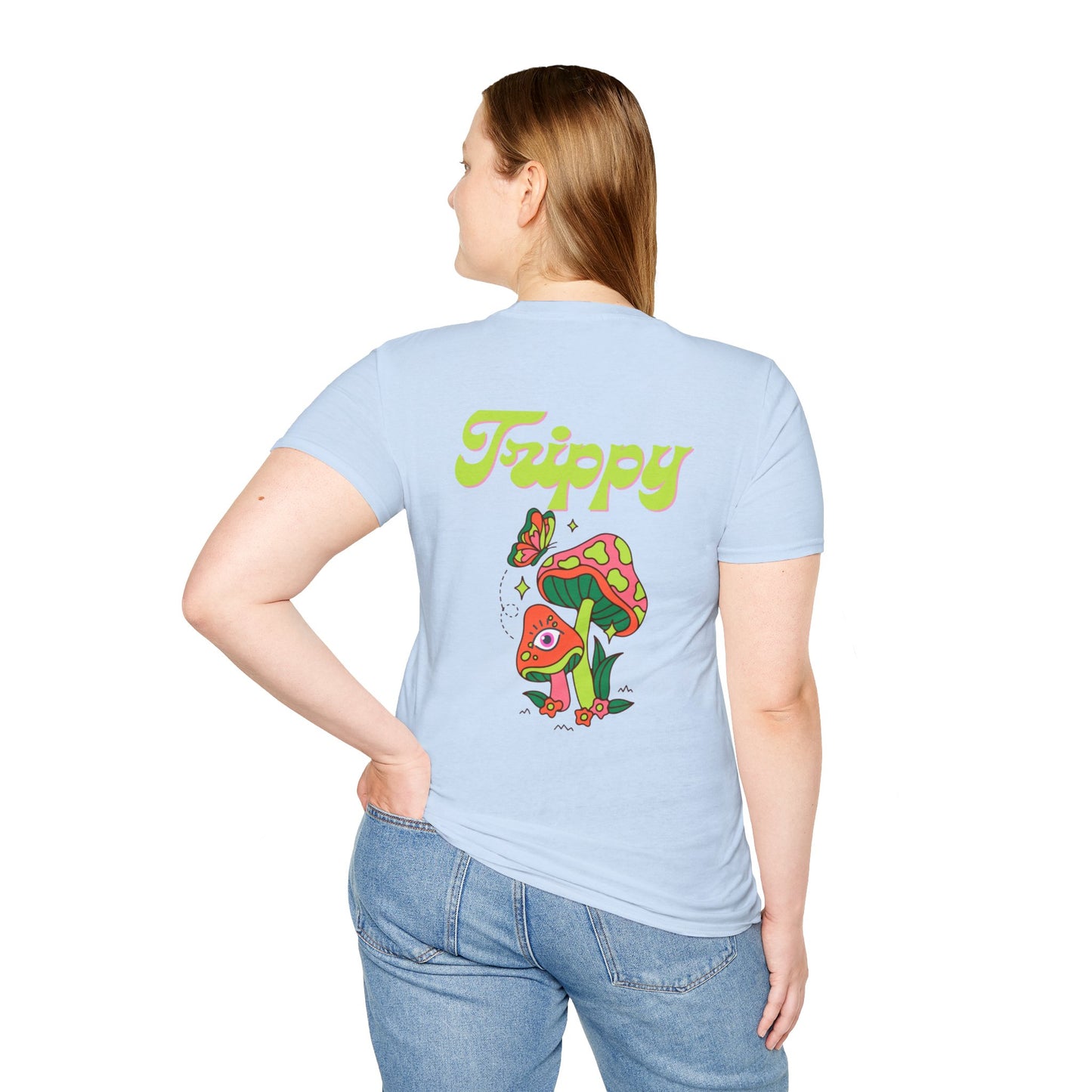 Trippy Mushrooms Double Sided Women's Plus Softstyle Tee Sizes xl-5xl