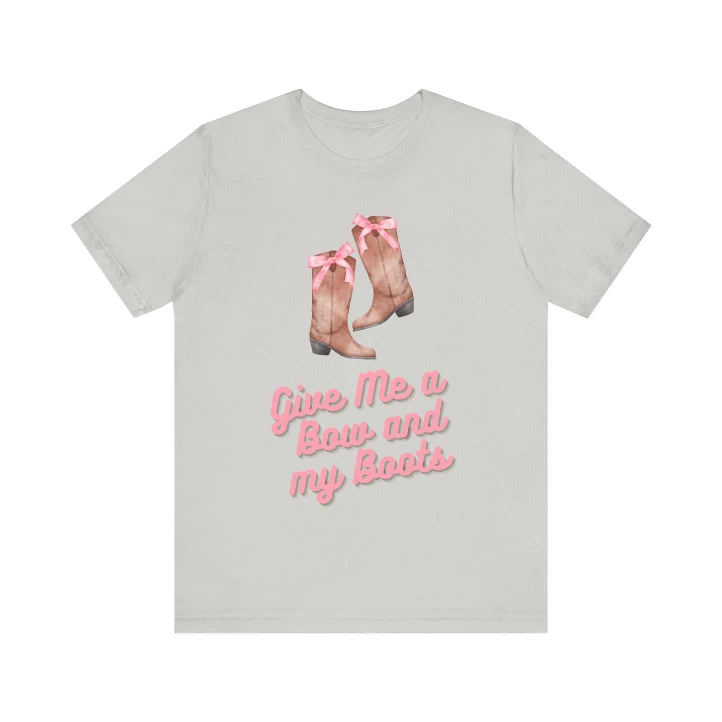 Pink Cowgirl Bow & Boots Women's Jersey Short Sleeved Tee Size S-2xl