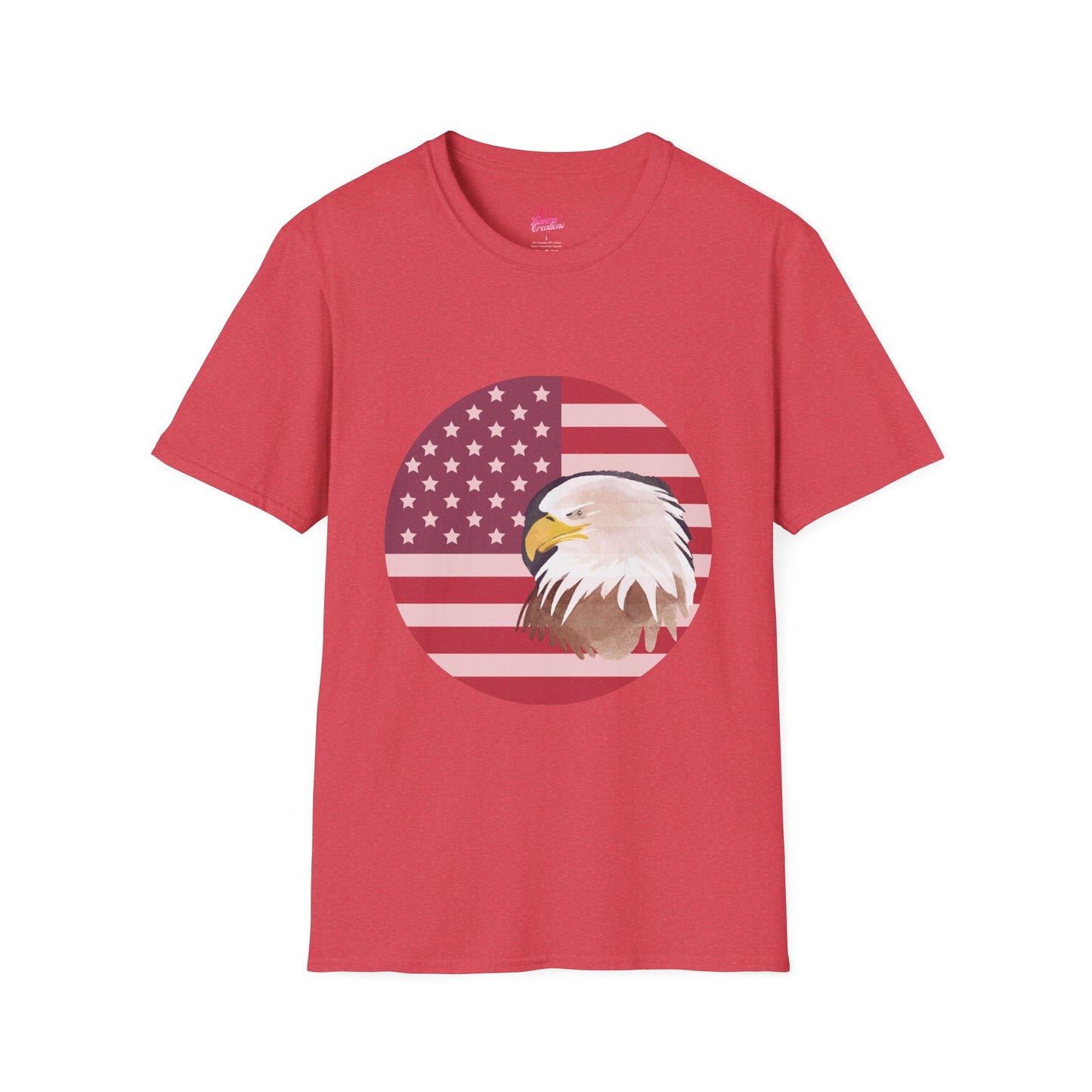 Red, White & Blue Eagle and Flag Antique 4th Softstyle Plus Short Sleeve T-Shirt Multiple Sizes xl-5xl