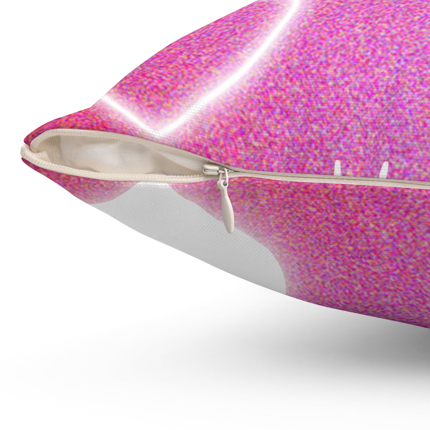 Glow Pink and White Heart Vibes Square Pillow Multiple Sizes