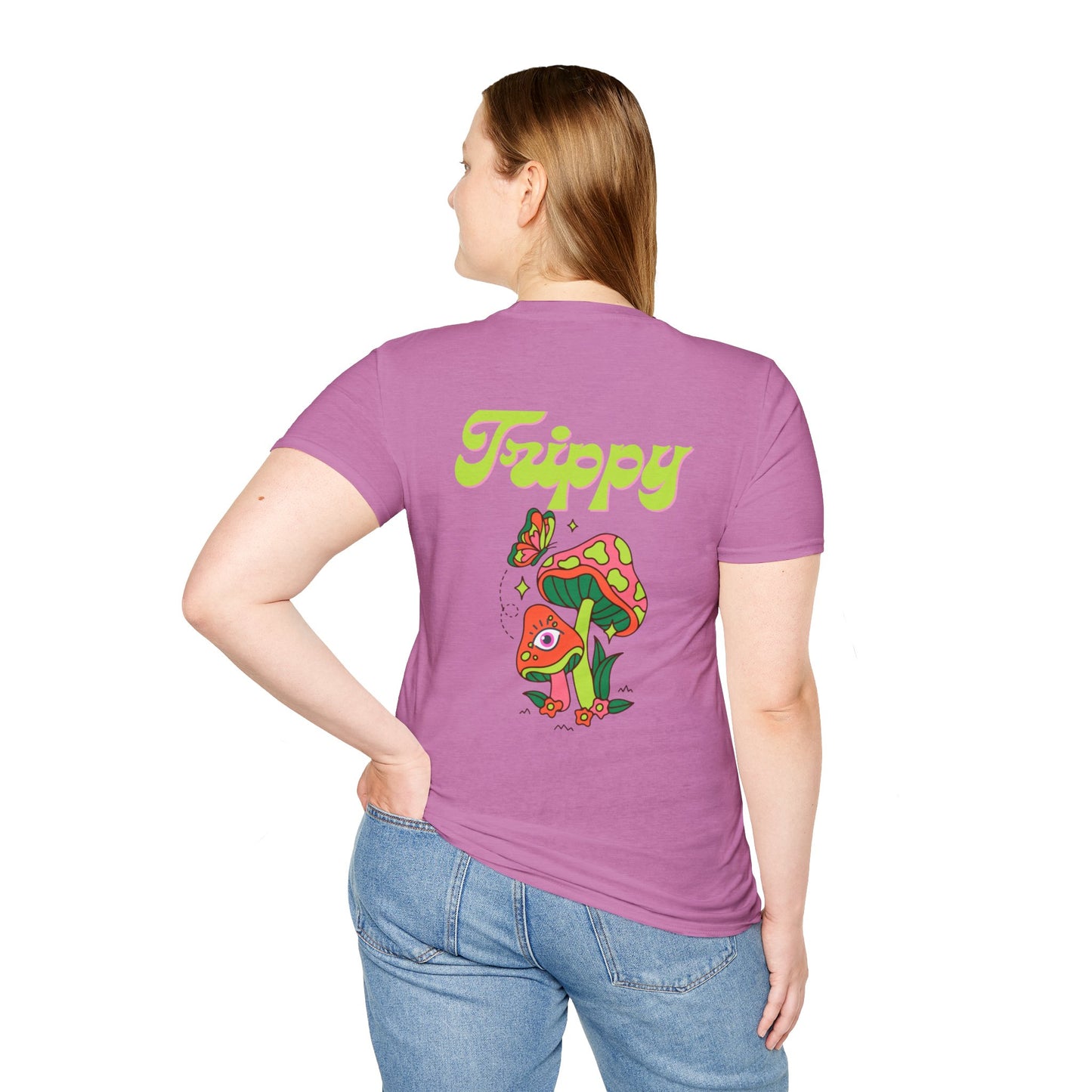 Trippy Mushrooms Double Sided Women's Plus Softstyle Tee Sizes xl-5xl