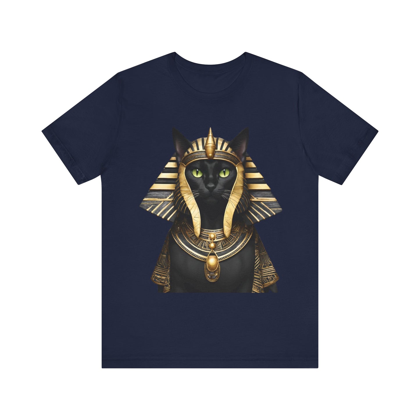 Black & Gold Egyptian Princess Pharaoh Kitty Cat Women's Jersey Short Sleeved Tee Size S-2xl