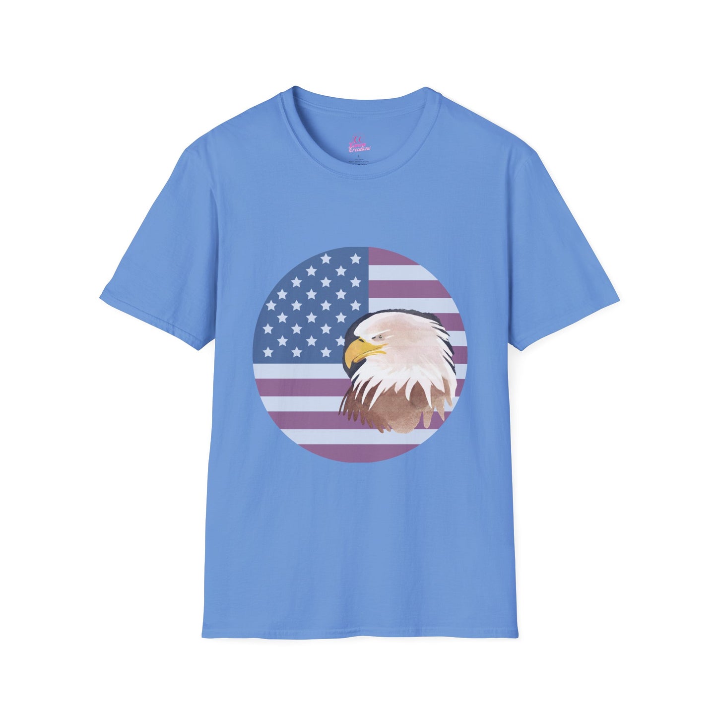 Red, White & Blue Eagle and Flag Antique 4th Softstyle Plus Short Sleeve T-Shirt Multiple Sizes xl-5xl