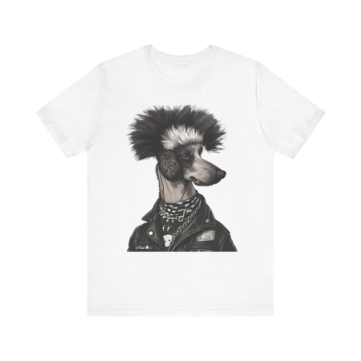 Black & White Punk Rock Poodle Puppy Dog Women's Jersey Short Sleeve Tee Size s-2xl