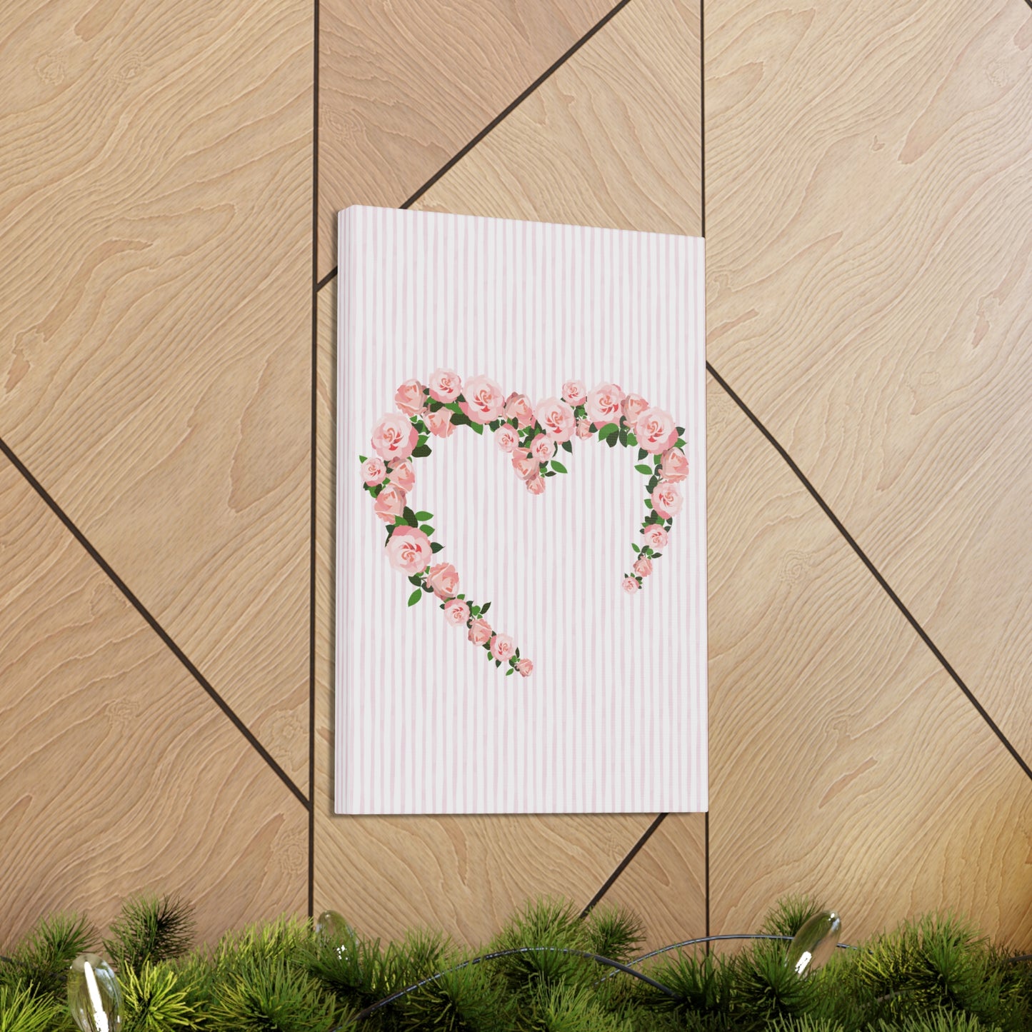 Pink & White Coquette Rose Heart Wrapped Gallery Canvas Art - Multiple Sizes