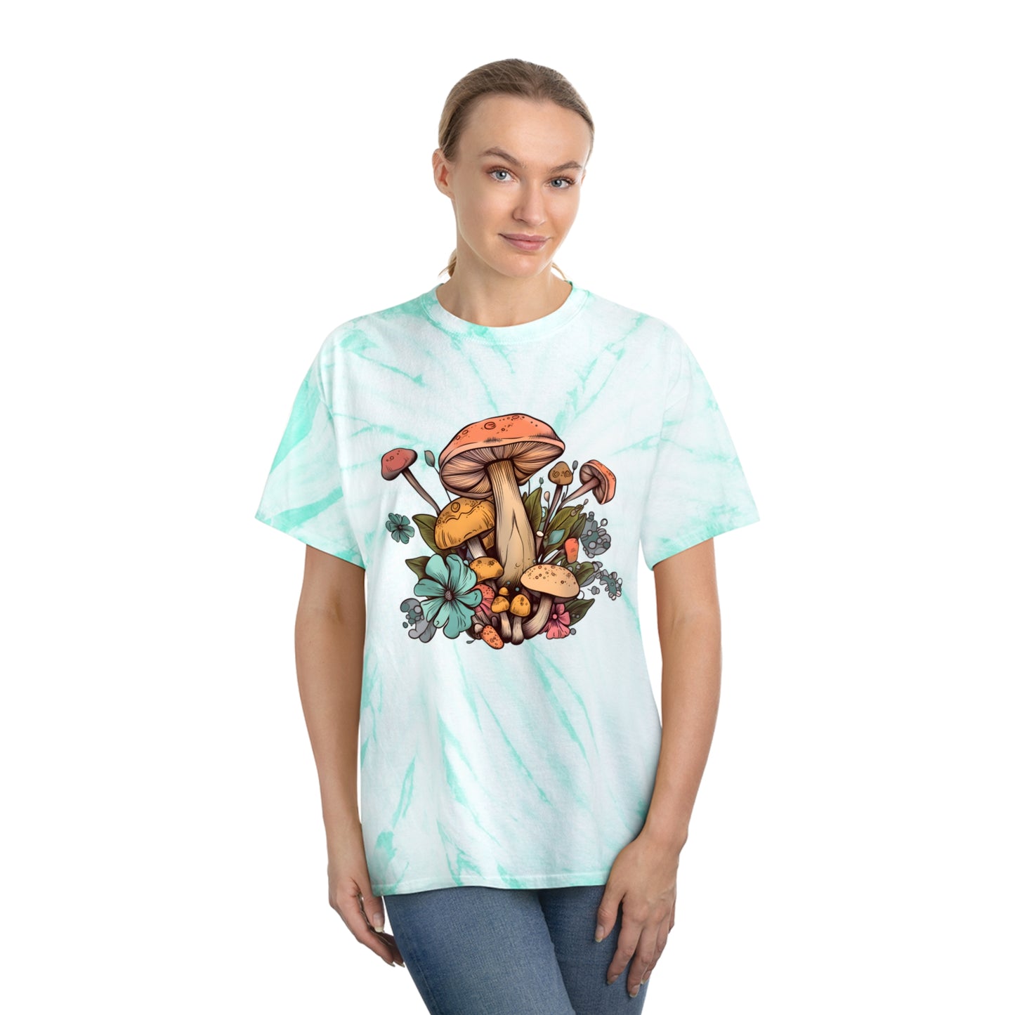 Mushrooms Tie-Dye Festival Women's Plus Tee Sizes xl-2xl