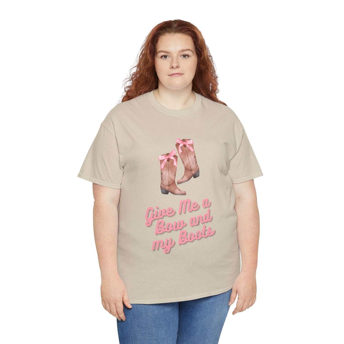 Pink Cowgirl Bow & Boots Women's Plus Short Sleeved Cotton Tee Size xl-5xl