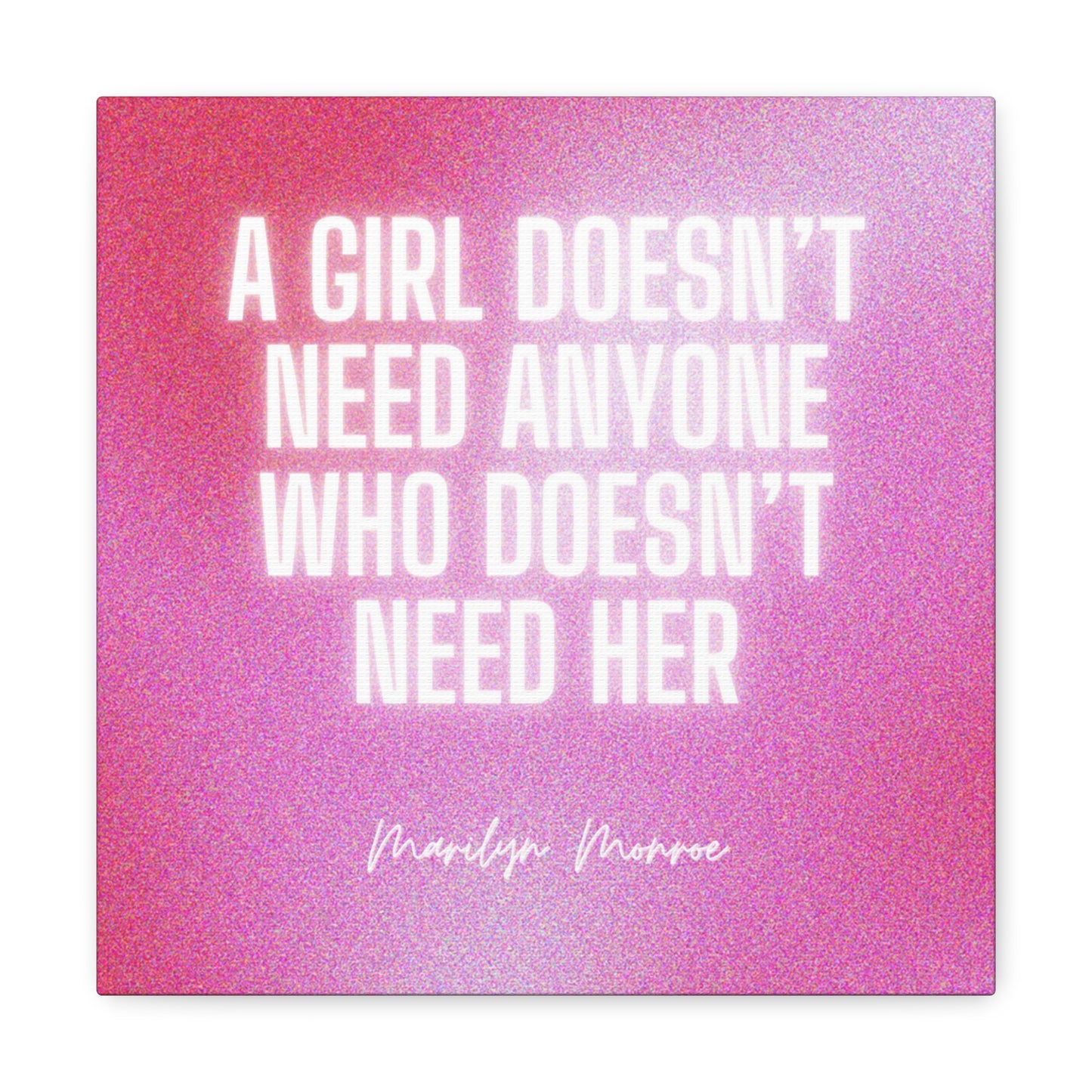 Glow White and Pink Marilyn Monroe Girl Wrapped Canvas Art Multiple Sizes