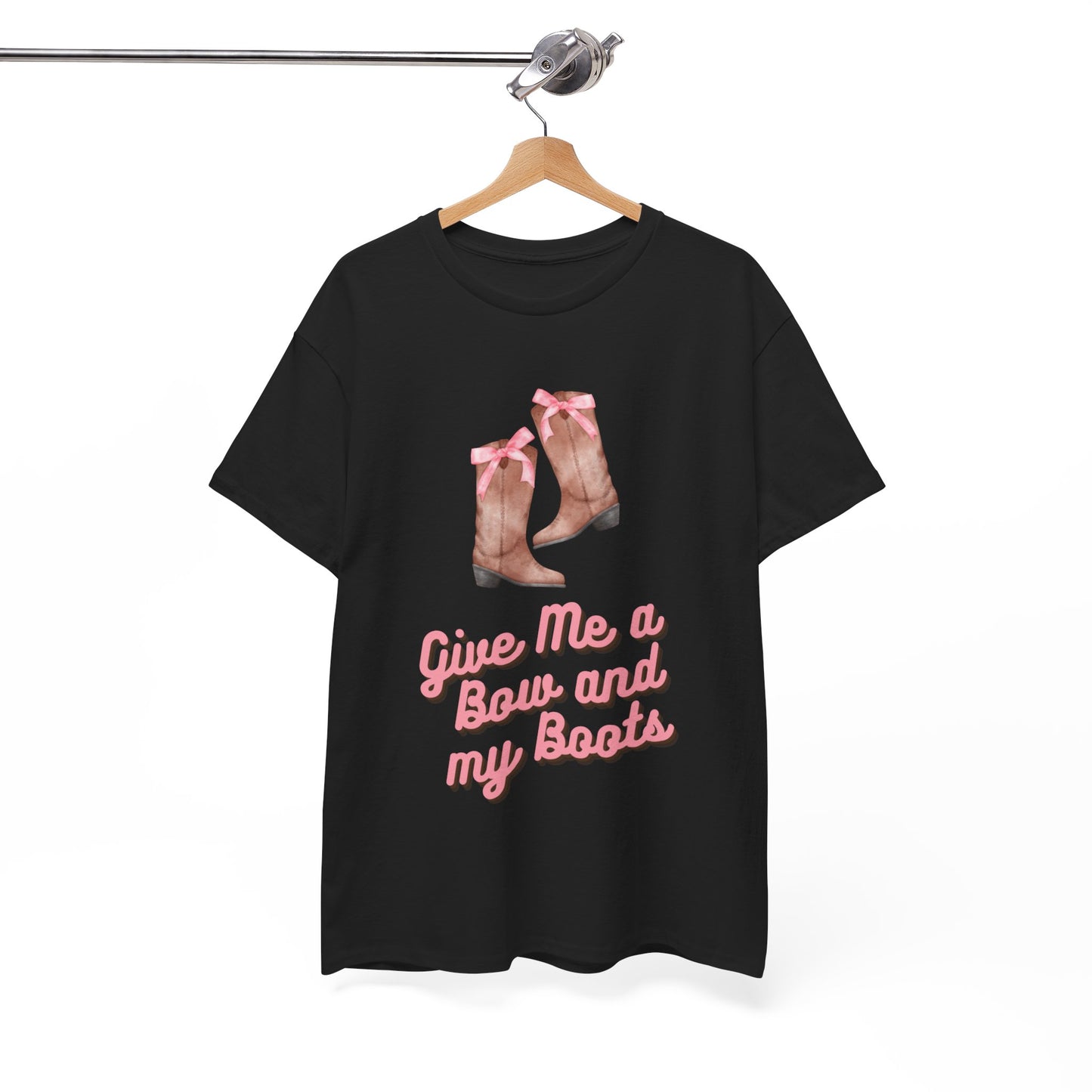 Pink Cowgirl Bow & Boots Women's Plus Short Sleeved Cotton Tee Size xl-5xl