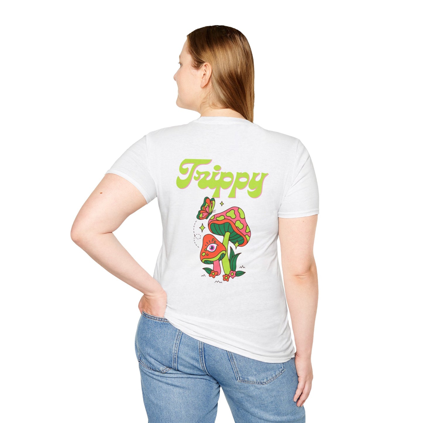 Trippy Mushrooms Double Sided Women's Plus Softstyle Tee Sizes xl-5xl