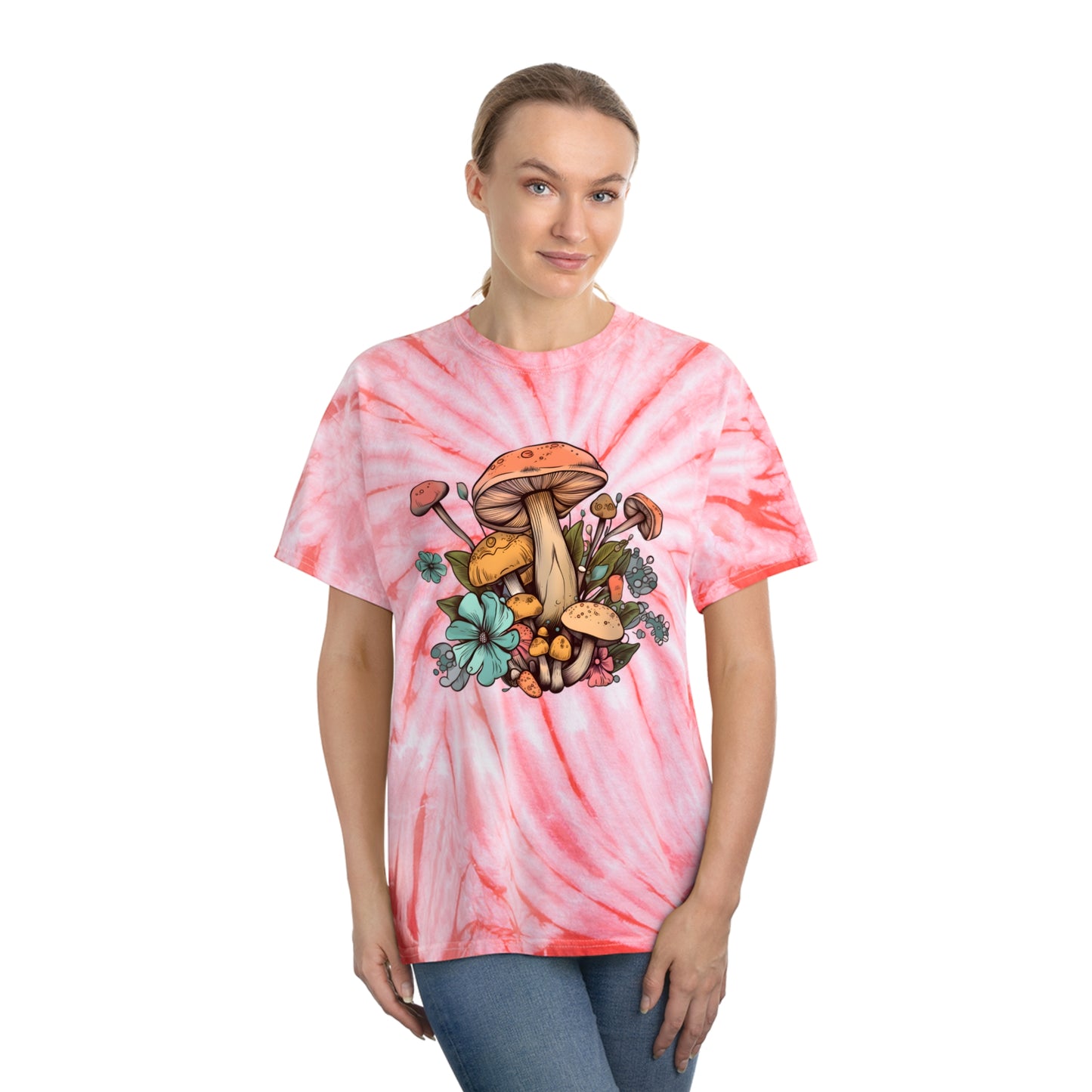 Mushrooms Tie-Dye Festival Women's Plus Tee Sizes xl-2xl