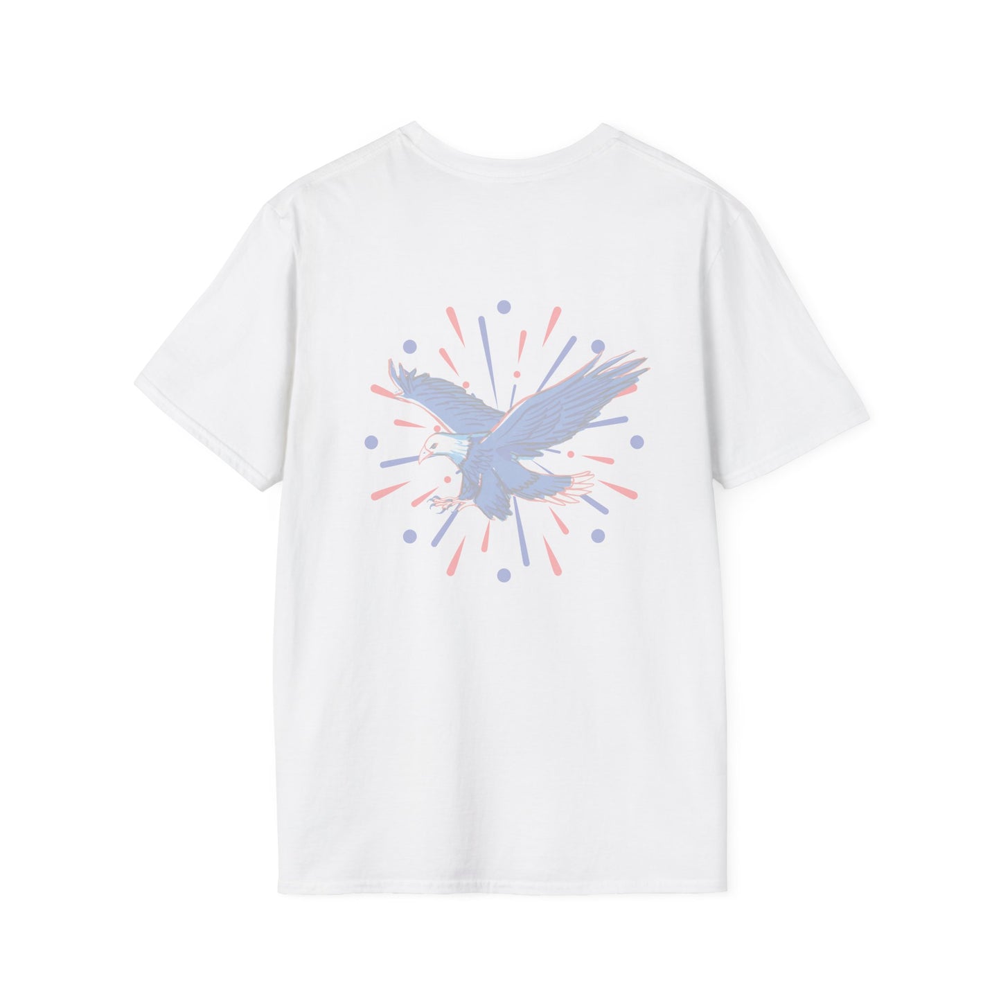 USA 'Merica Red, White & Blue Eagle 4th Women's Softstyle Plus Short Sleeve Double-Sided T-Shirt Sizes xl-5xl