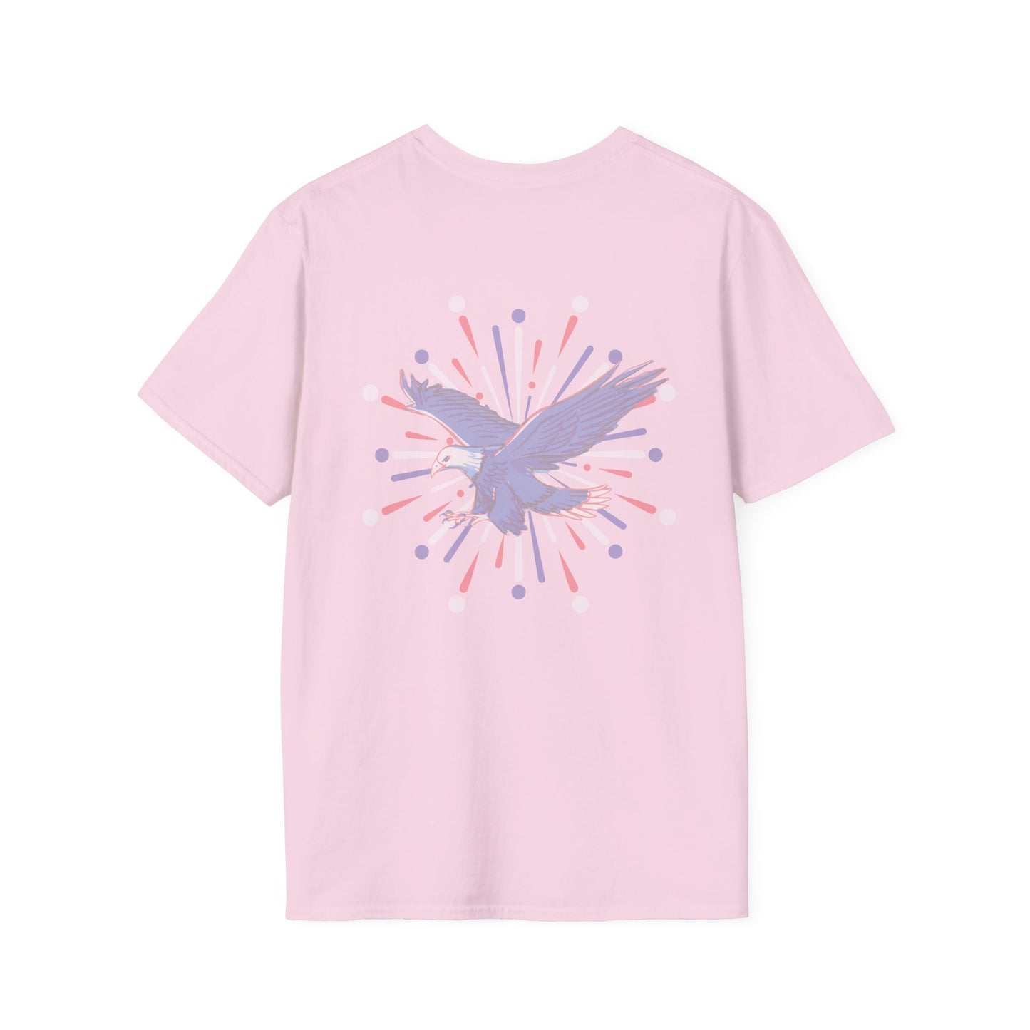 USA 'Merica Red, White & Blue Eagle 4th Women's Softstyle Plus Short Sleeve Double-Sided T-Shirt Sizes xl-5xl