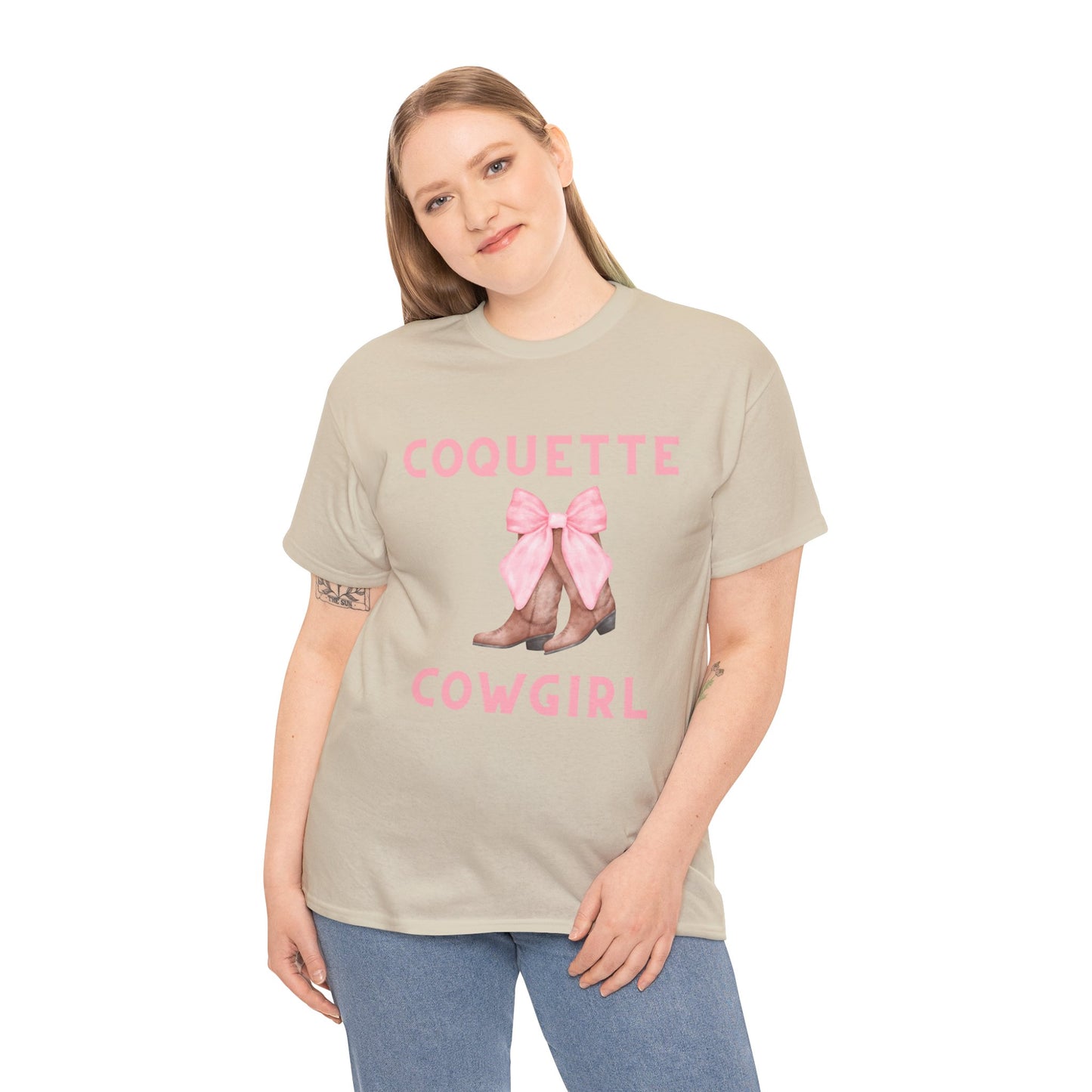 Coquette Cowgirl Bow & Boots Women's Plus Short Sleeved Cotton Tee Size xl-5xl