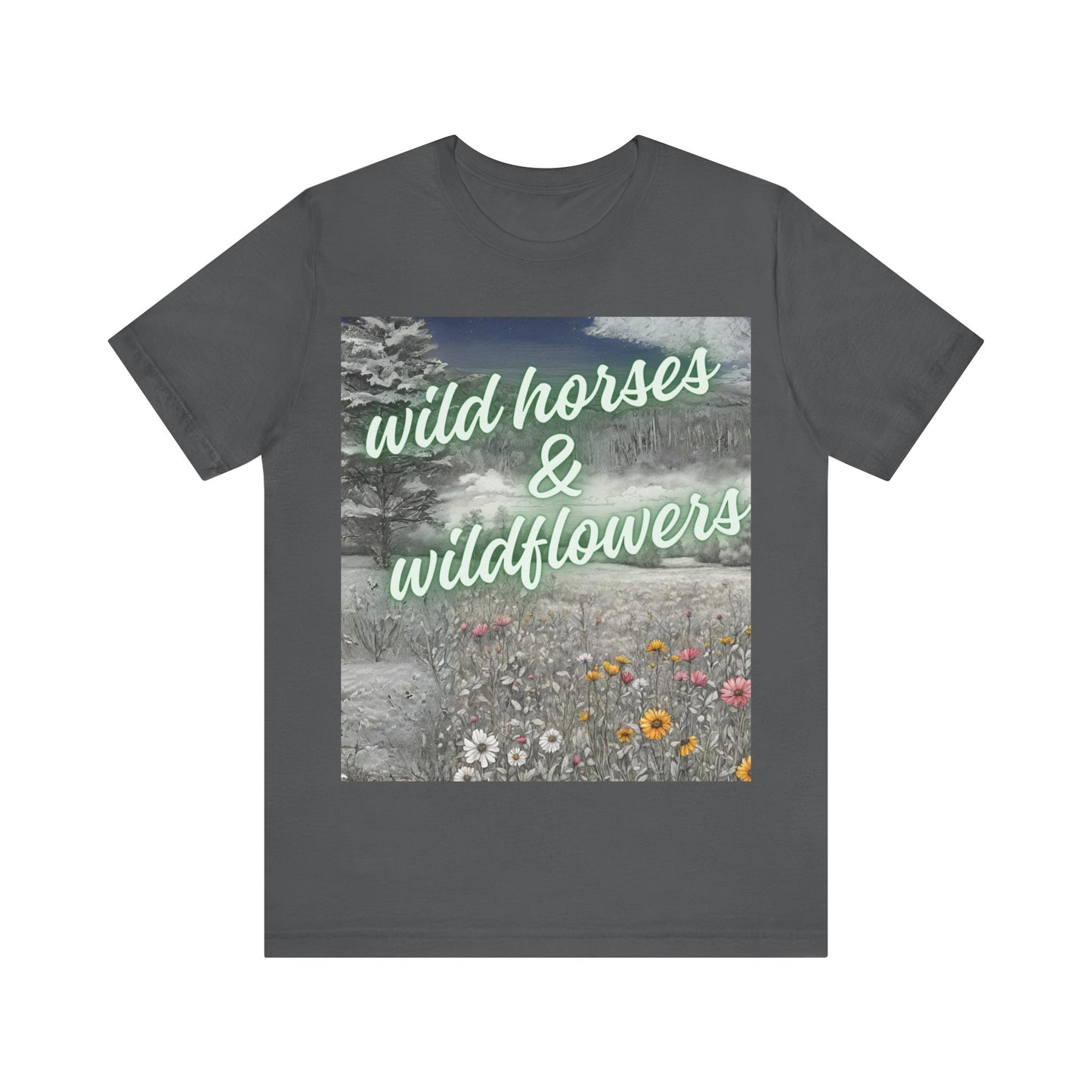 Wild Horses & Wildflowers Country Cowgirl Women's Jersey Short Sleeved Tee Size S-2xl