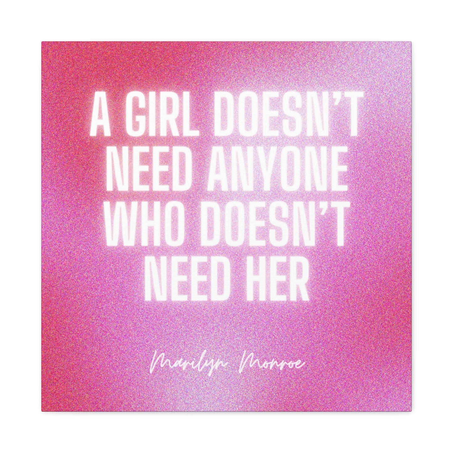 Glow White and Pink Marilyn Monroe Girl Wrapped Canvas Art Multiple Sizes