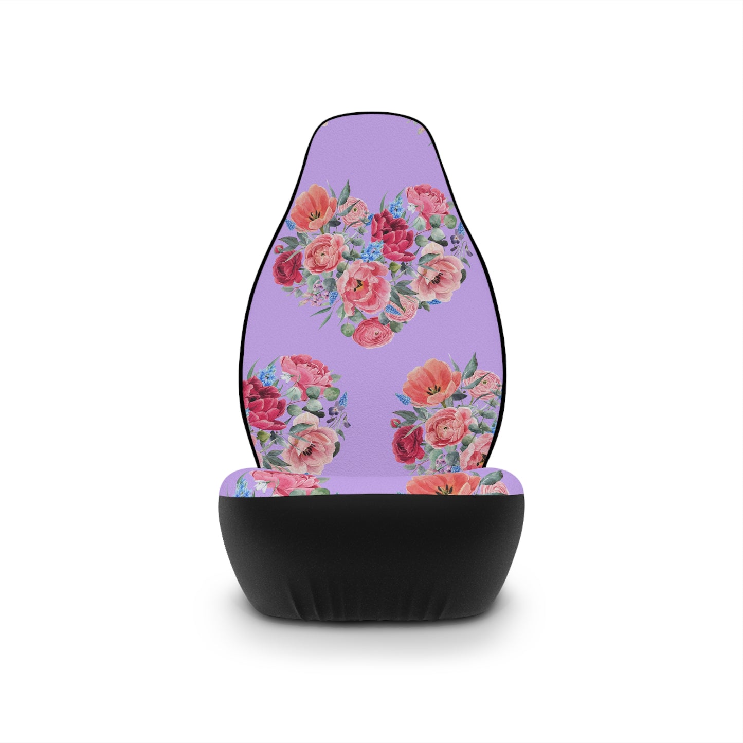 Pink & Blue Rose Heart on Purple Pattern Car Seat Covers