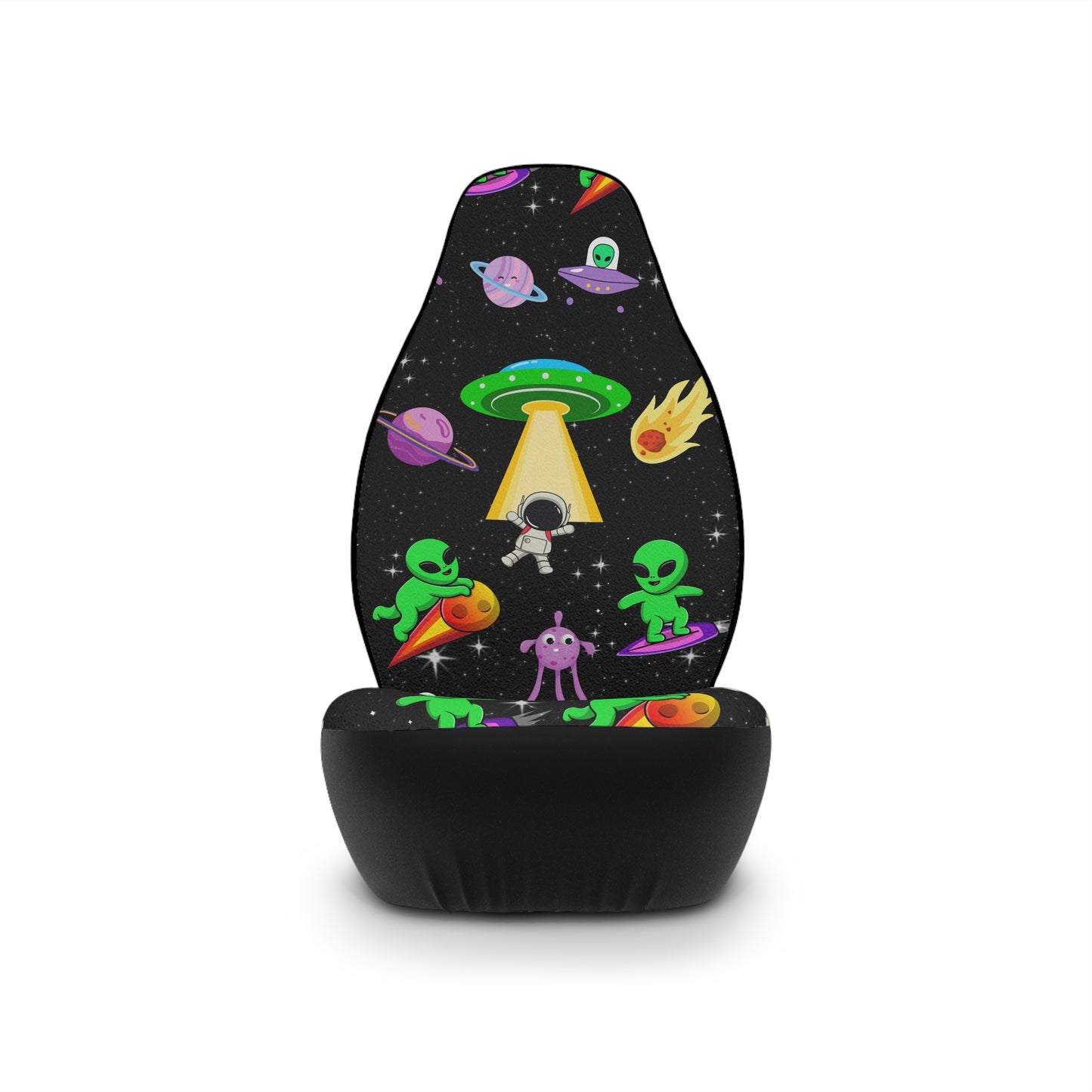 Space Alien Pattern Purple & Green UFO Universe Car Seat Covers
