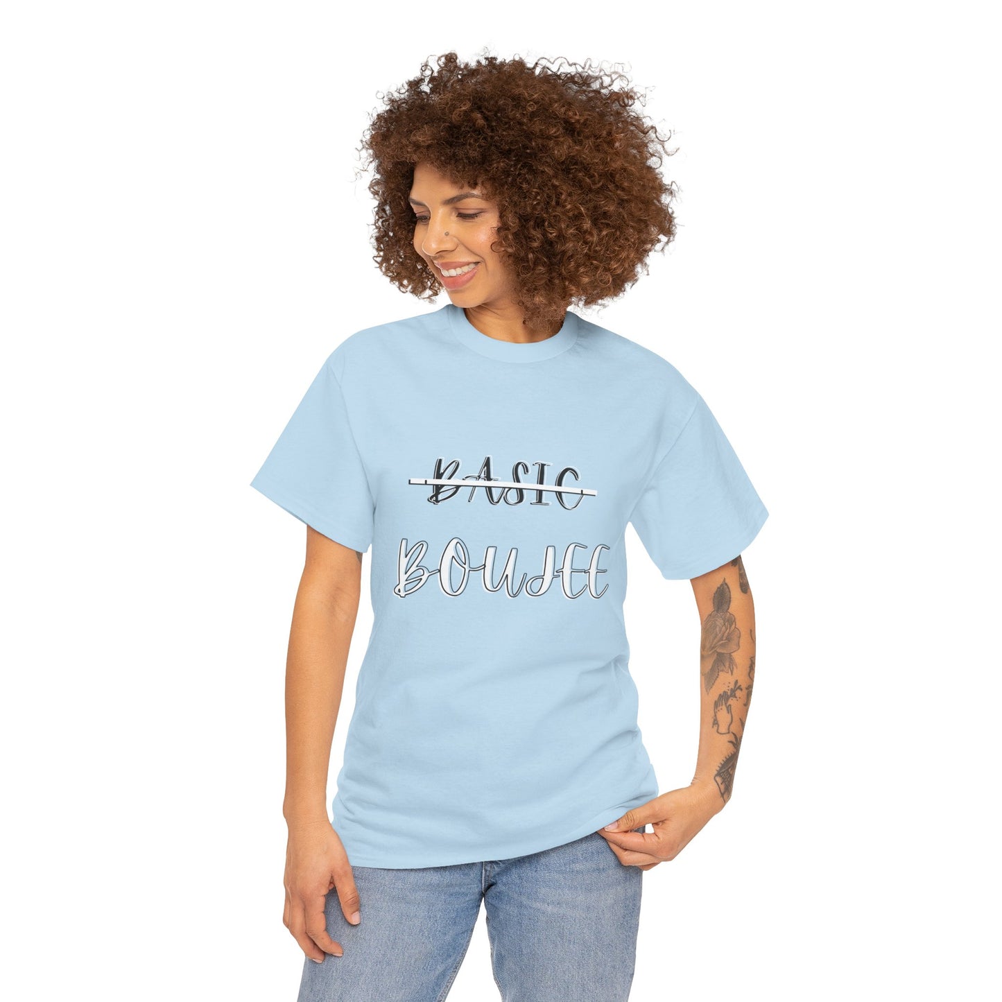 Pink Boujee Not Basic Women's Plus Heavy Cotton Tee Size xl-5xl