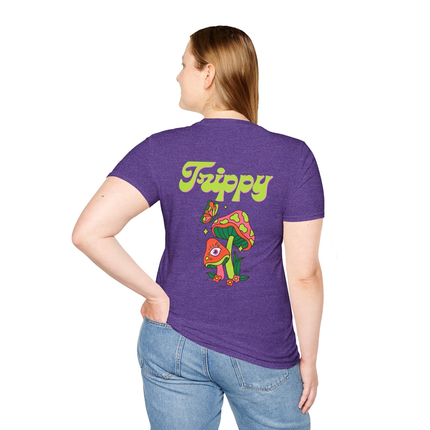 Trippy Mushrooms Double Sided Women's Plus Softstyle Tee Sizes xl-5xl