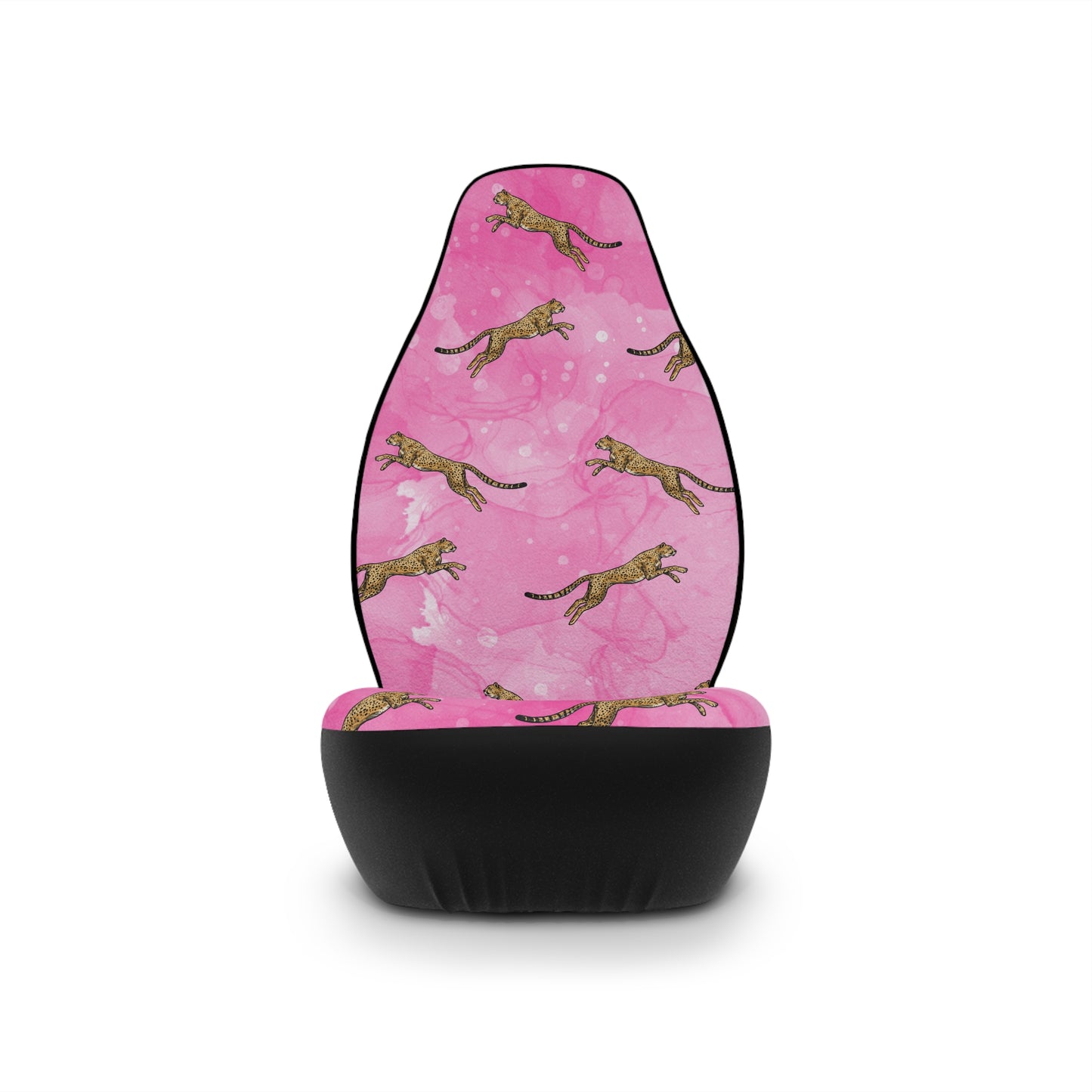 Pink Watercolor & Jumping Cheetah Leopard Car Seat Covers