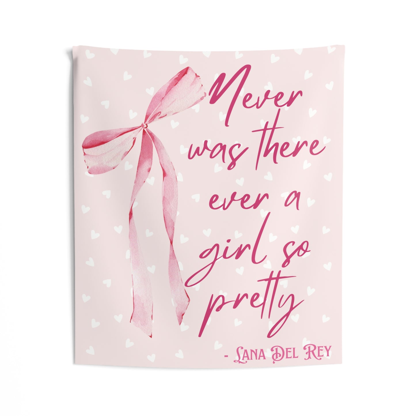 Pink Coquette Girl So Pretty Bow Indoor Wall Tapestry Multiple Sizes