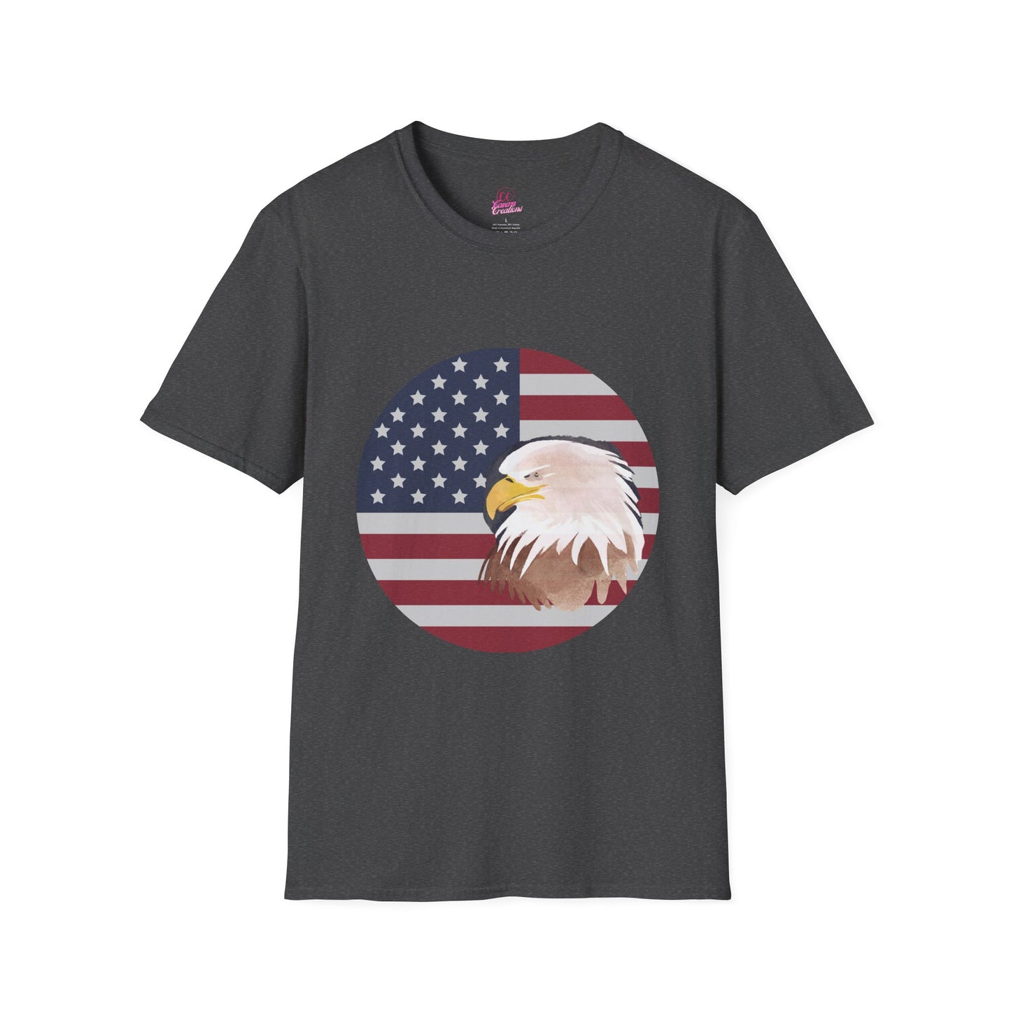 Red, White & Blue Eagle and Flag Antique 4th Softstyle Plus Short Sleeve T-Shirt Multiple Sizes xl-5xl
