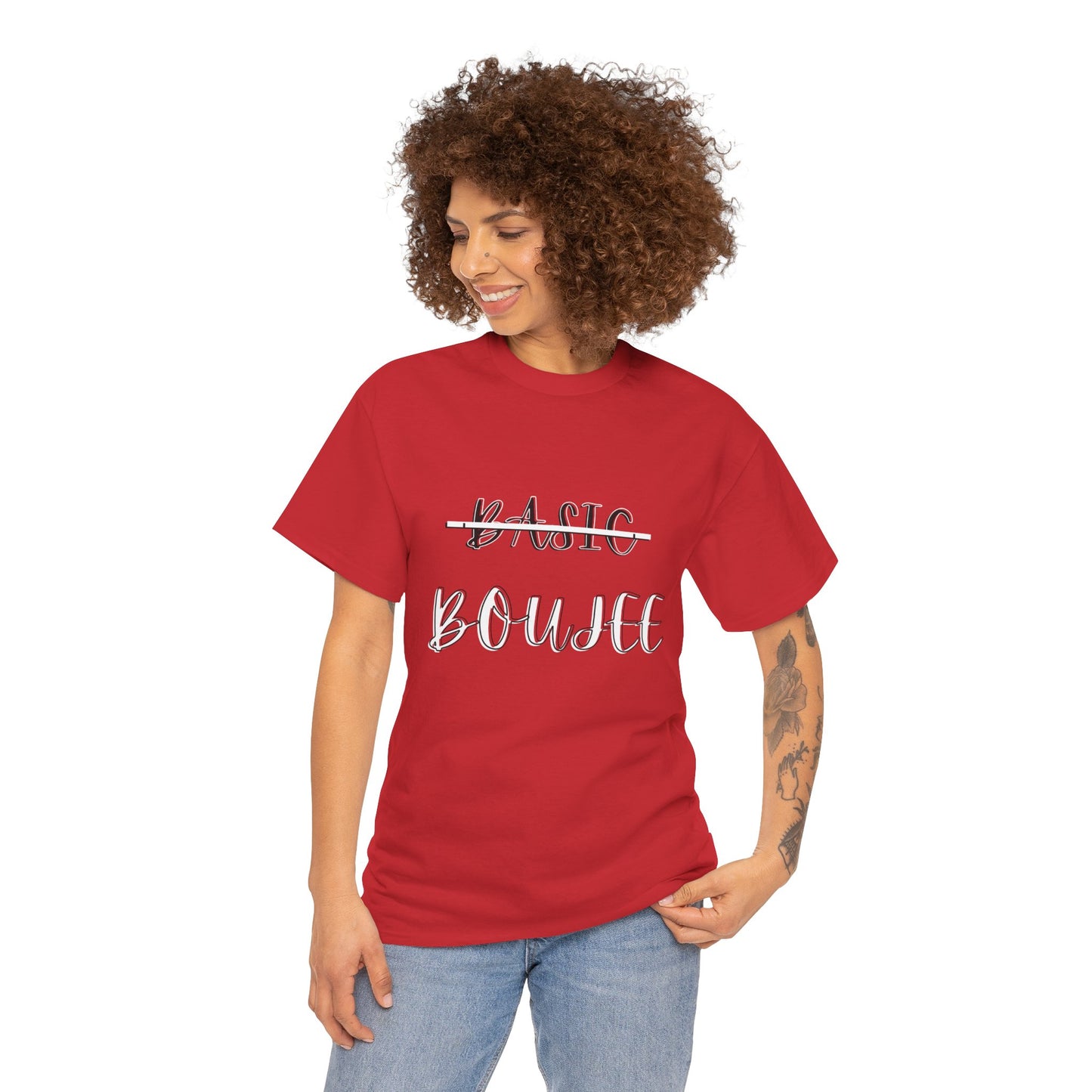 Pink Boujee Not Basic Women's Plus Heavy Cotton Tee Size xl-5xl