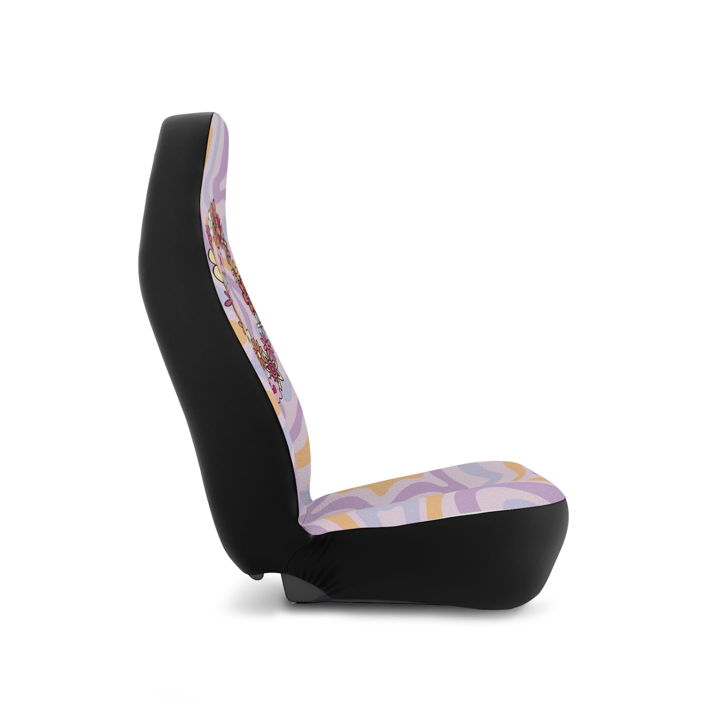 Flower Peace Sign Hippie 60's 70's Waves Pattern Colorful Car Seat Covers