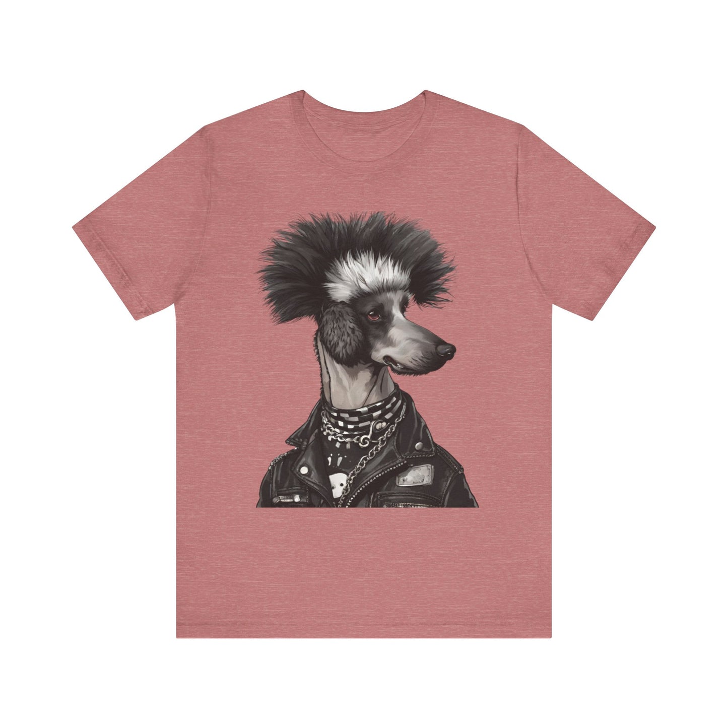 Black & White Punk Rock Poodle Puppy Dog Women's Jersey Short Sleeve Tee Size s-2xl
