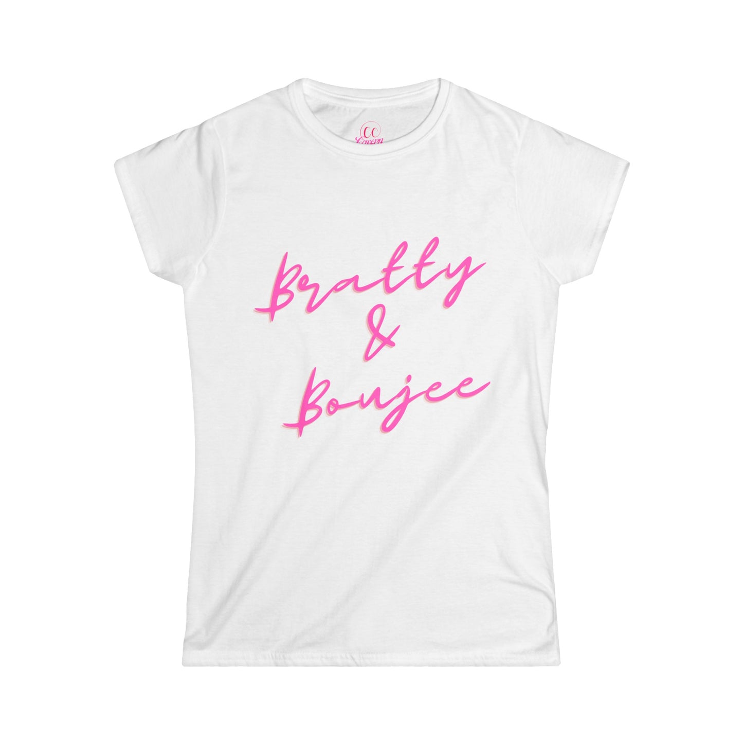 Bratty & Boujee Pink Script Women's Softstyle Tee Sizes S-2xl