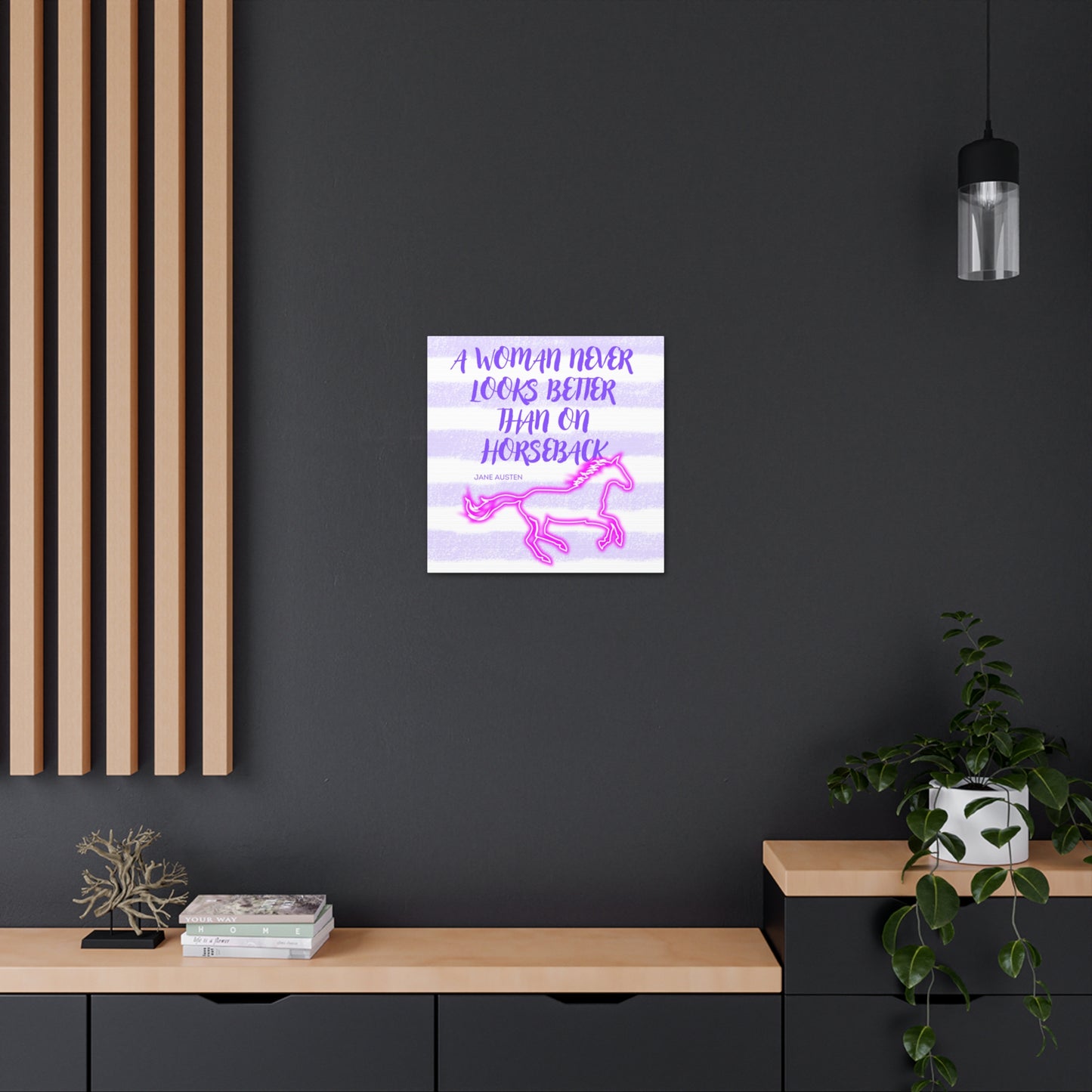 Purple Woman on Horseback Neon Horse Cowgirl Country Wrapped Canvas Art Multiple Sizes