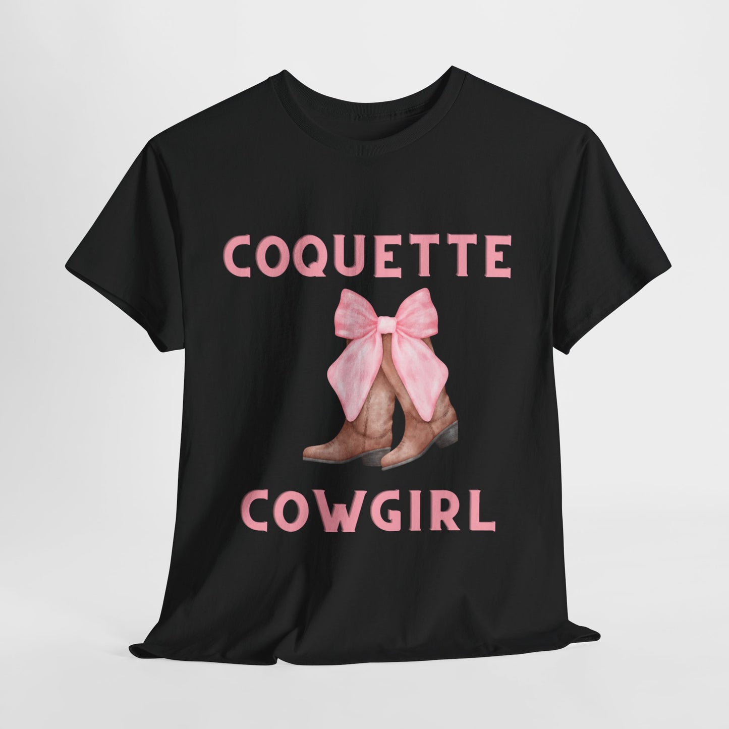 Coquette Cowgirl Bow & Boots Women's Plus Short Sleeved Cotton Tee Size xl-5xl