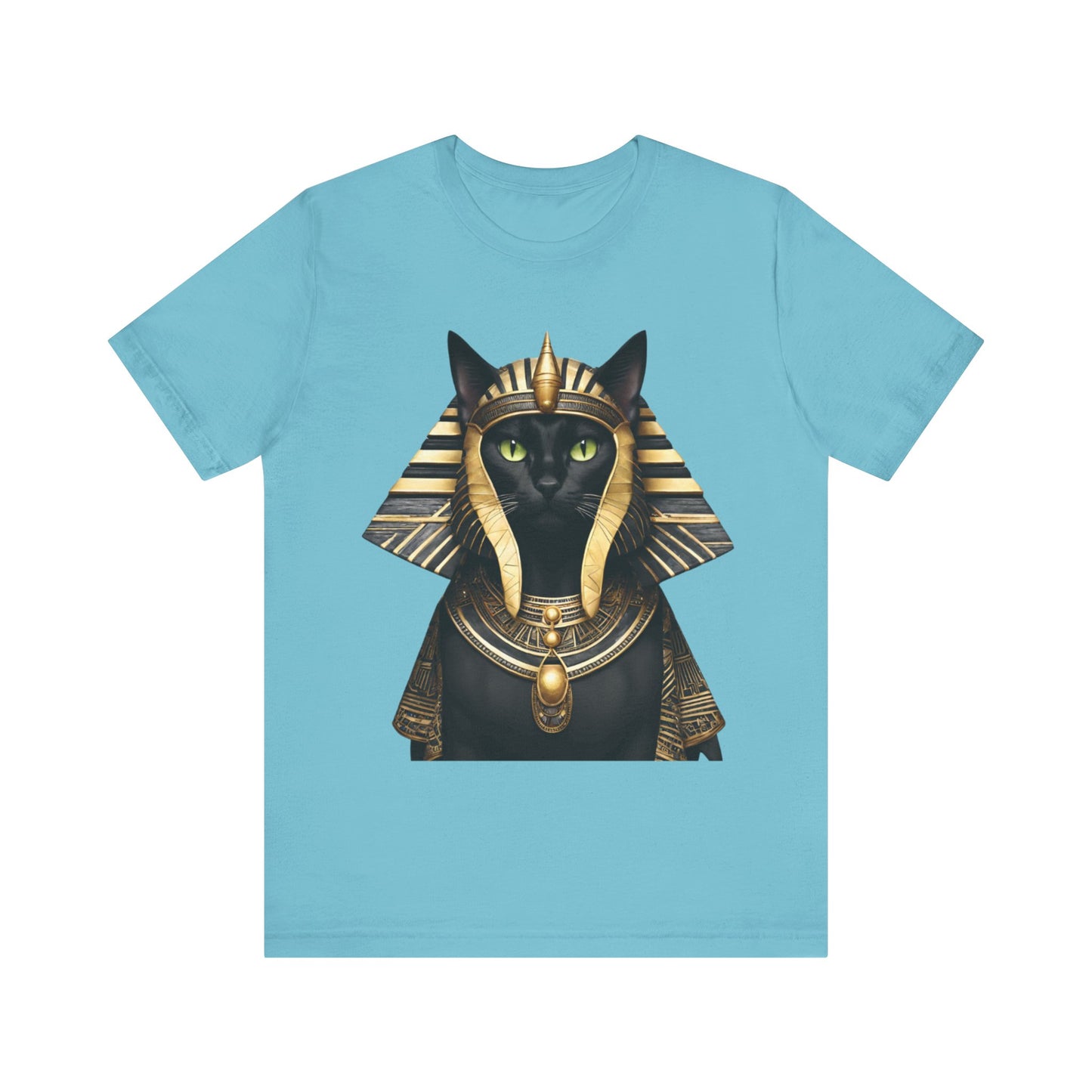 Black & Gold Egyptian Princess Pharaoh Kitty Cat Women's Jersey Short Sleeved Tee Size S-2xl