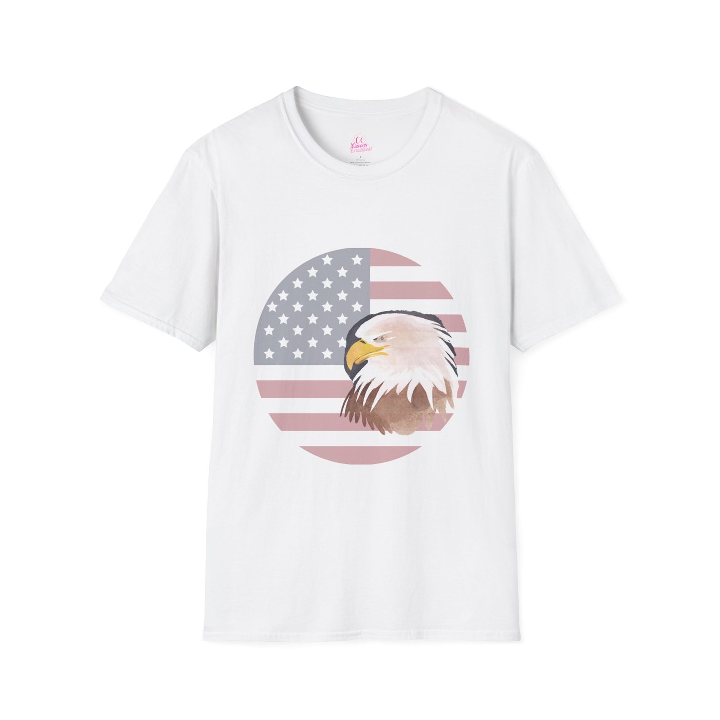 Red, White & Blue Eagle and Flag Antique 4th Softstyle Plus Short Sleeve T-Shirt Multiple Sizes xl-5xl