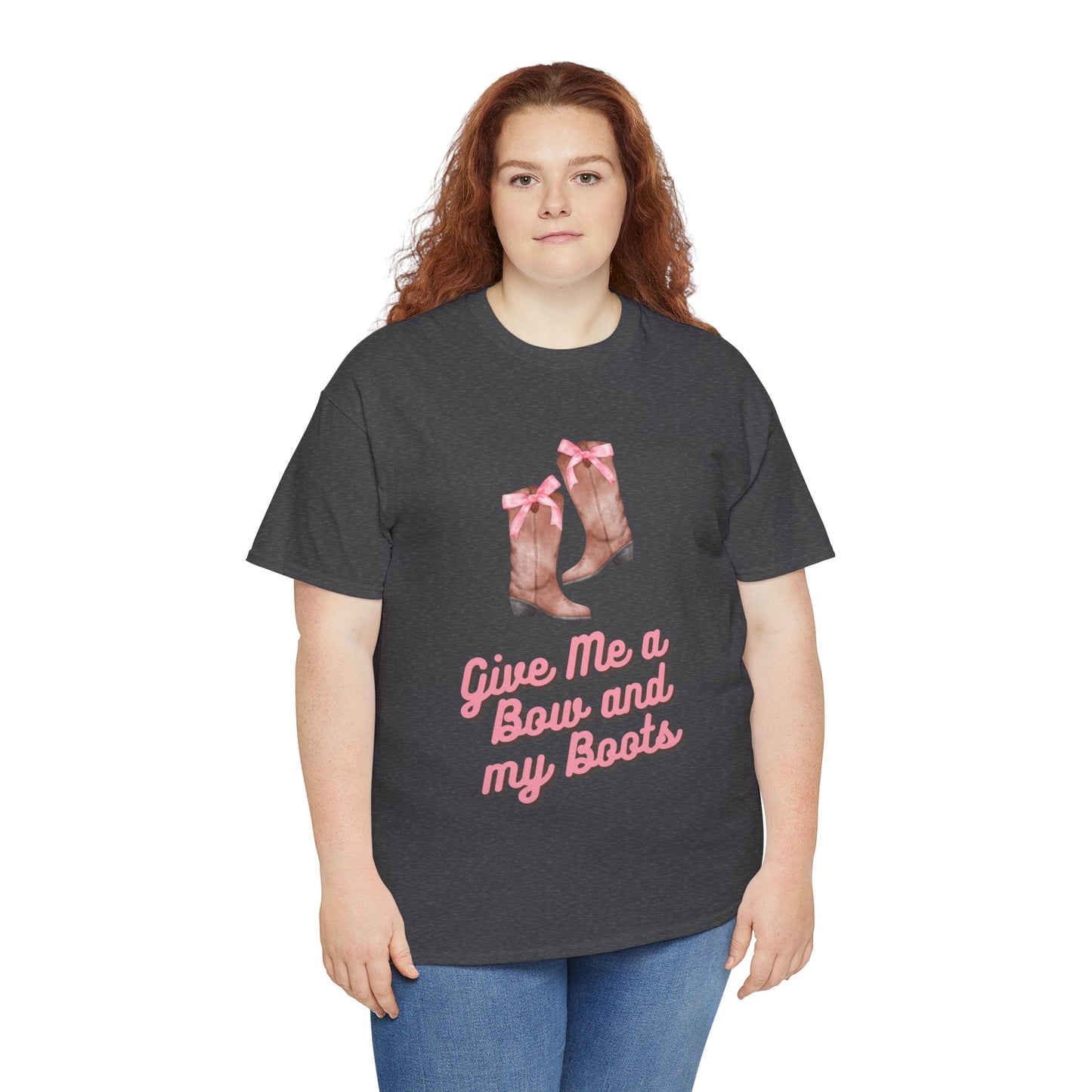 Pink Cowgirl Bow & Boots Women's Plus Short Sleeved Cotton Tee Size xl-5xl