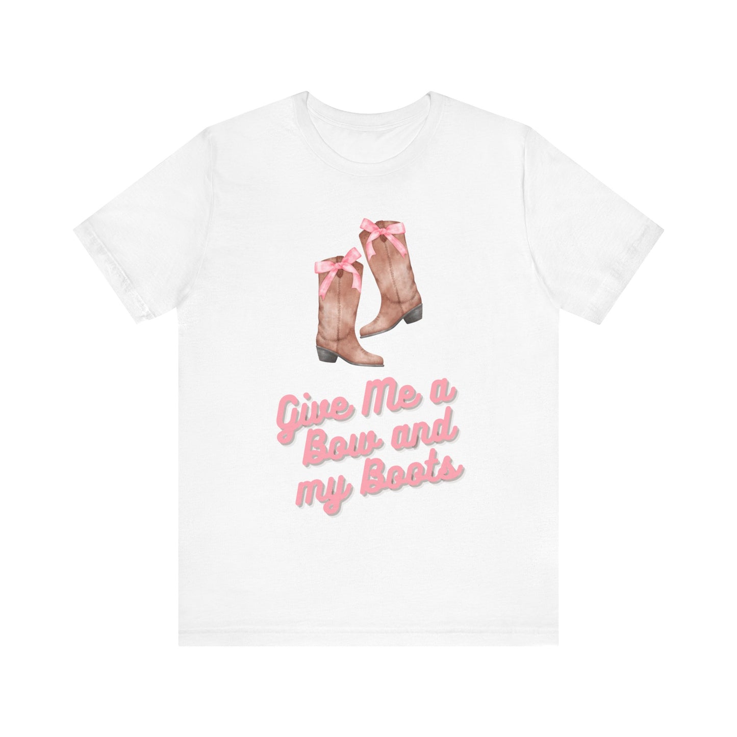 Pink Cowgirl Bow & Boots Women's Jersey Short Sleeved Tee Size S-2xl