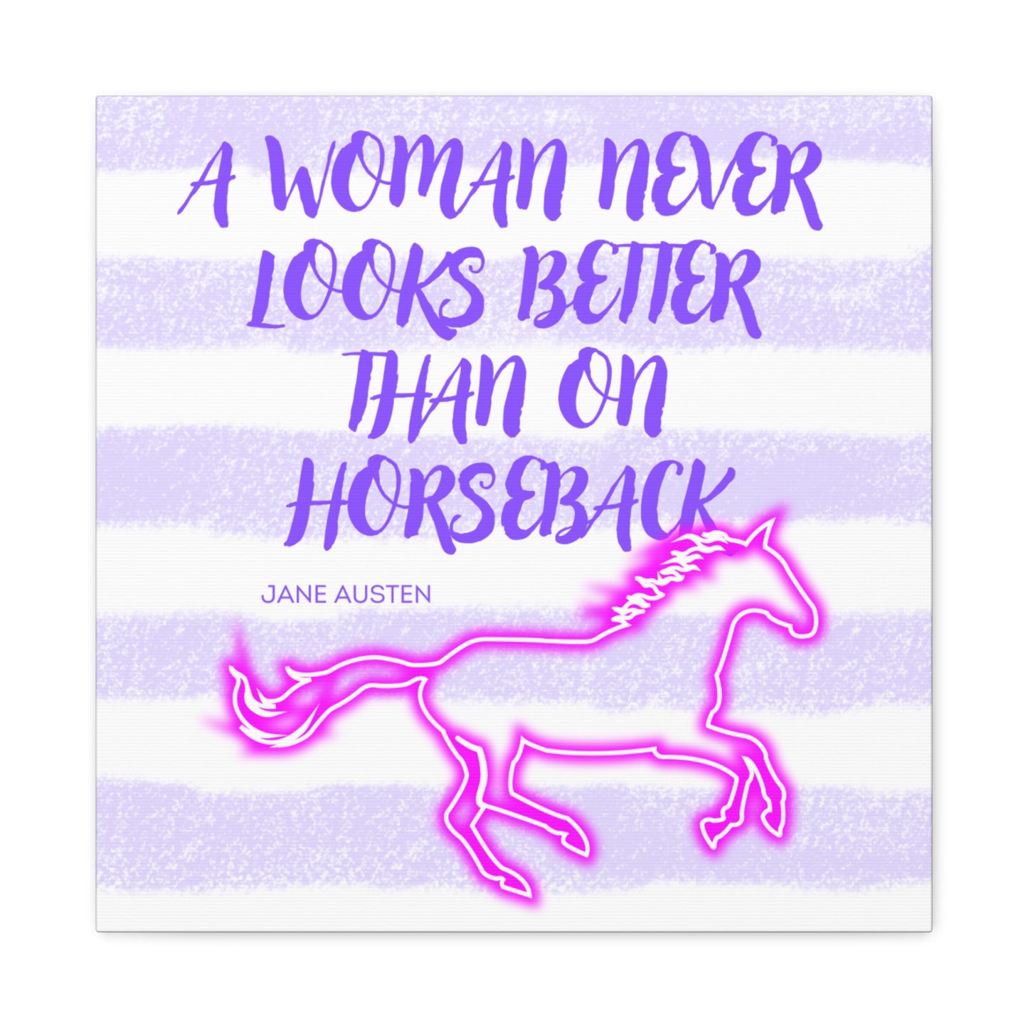 Purple Woman on Horseback Neon Horse Cowgirl Country Wrapped Canvas Art Multiple Sizes
