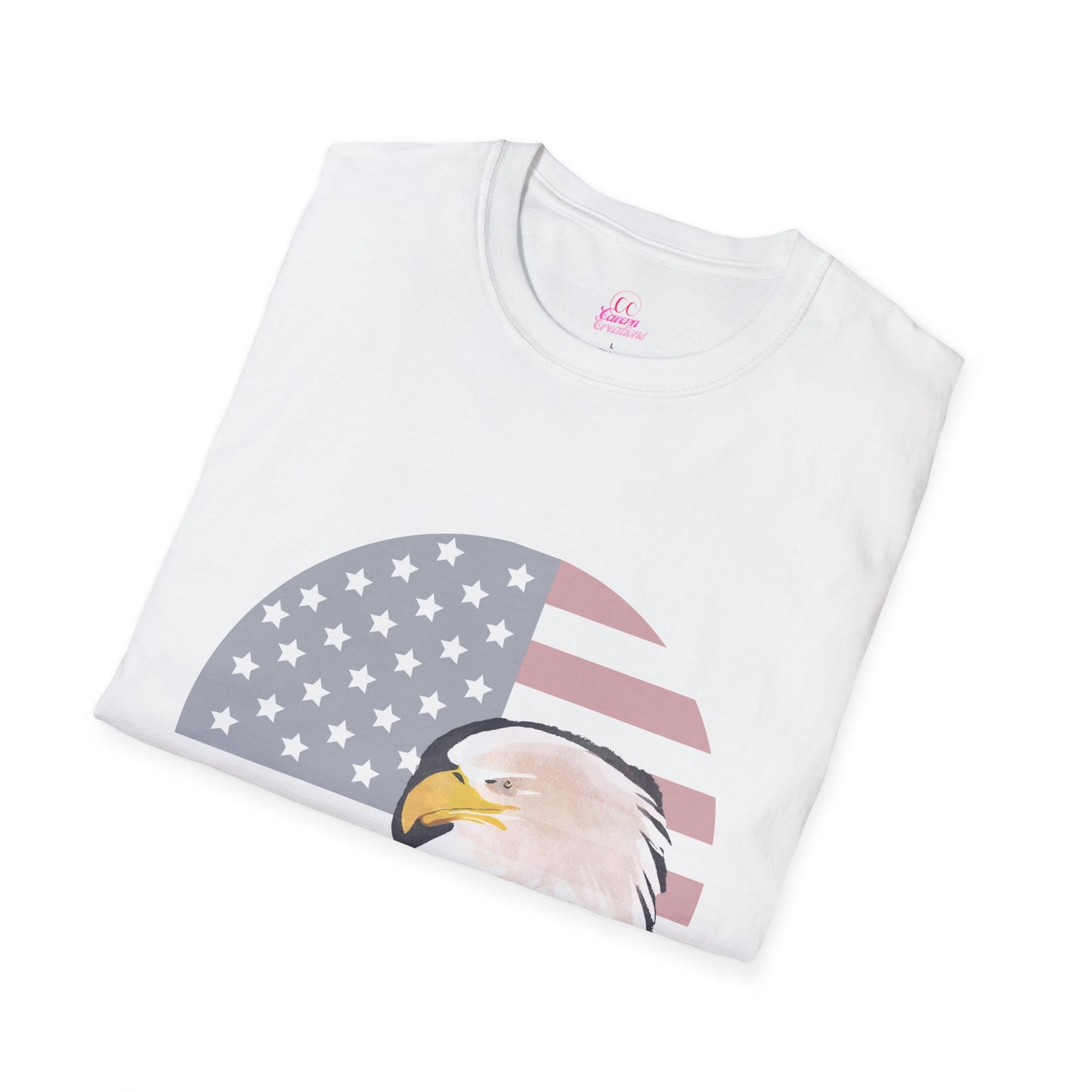 Red, White & Blue Eagle and Flag Antique 4th Softstyle Plus Short Sleeve T-Shirt Multiple Sizes xl-5xl