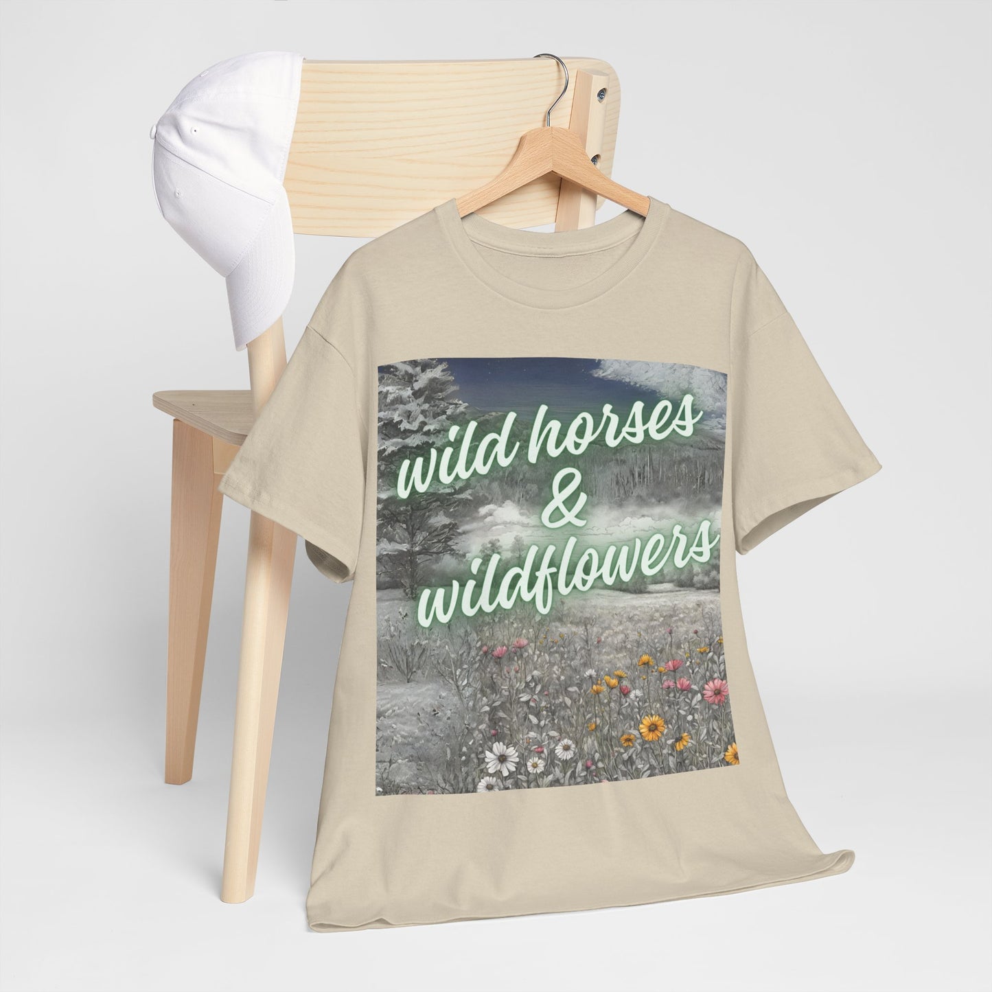 Wild Horses & Wildflowers Country Cowgirl Women's Plus Short Sleeved Cotton Tee Size xl-5xl