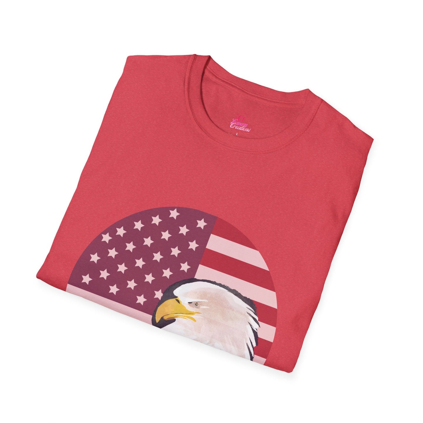 Red, White & Blue Eagle and Flag Antique 4th Softstyle Plus Short Sleeve T-Shirt Multiple Sizes xl-5xl