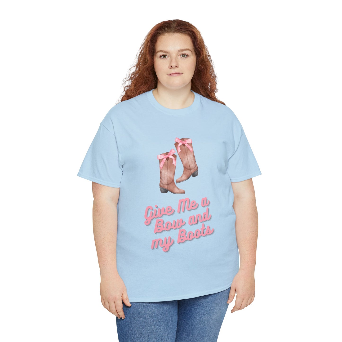 Pink Cowgirl Bow & Boots Women's Plus Short Sleeved Cotton Tee Size xl-5xl