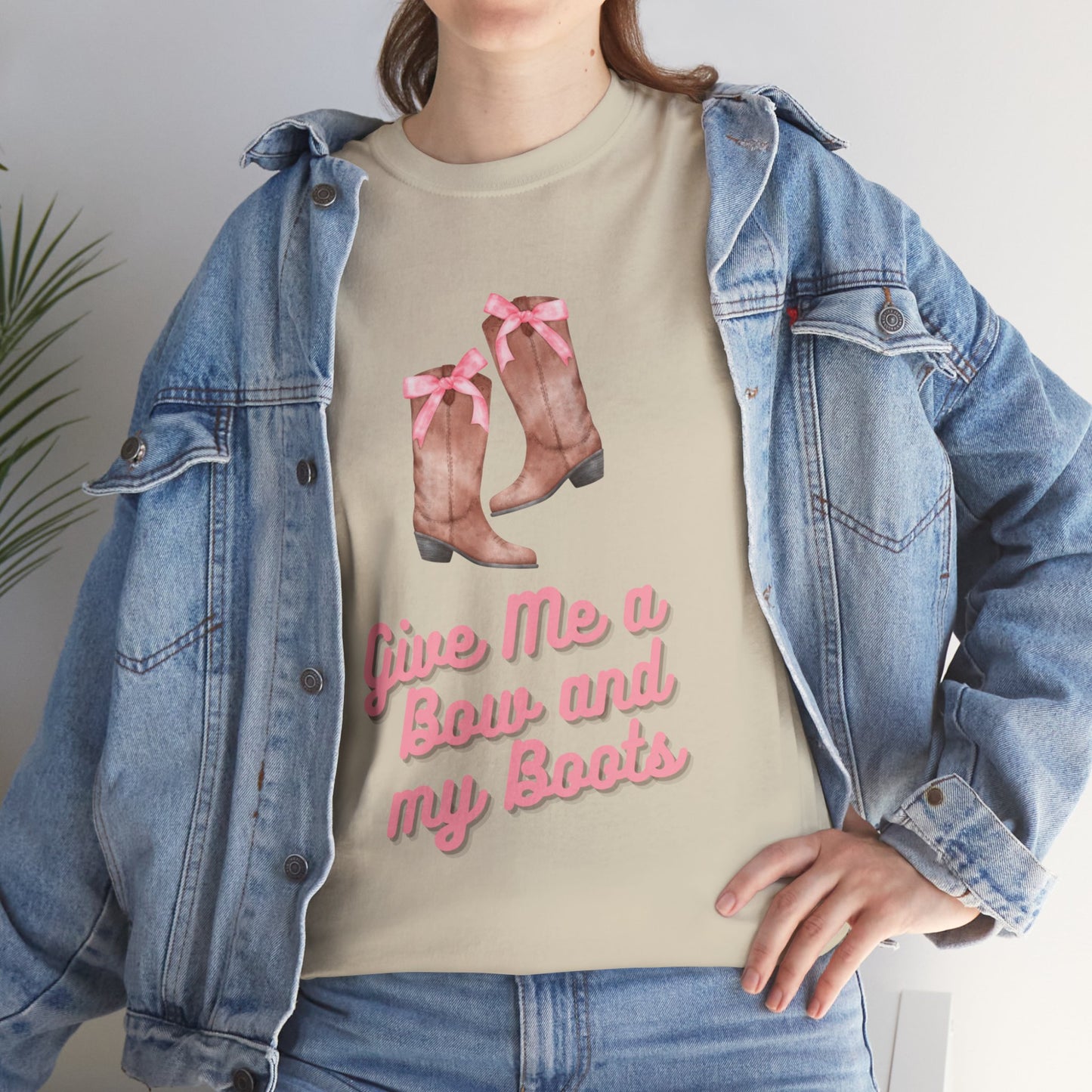 Pink Cowgirl Bow & Boots Women's Plus Short Sleeved Cotton Tee Size xl-5xl