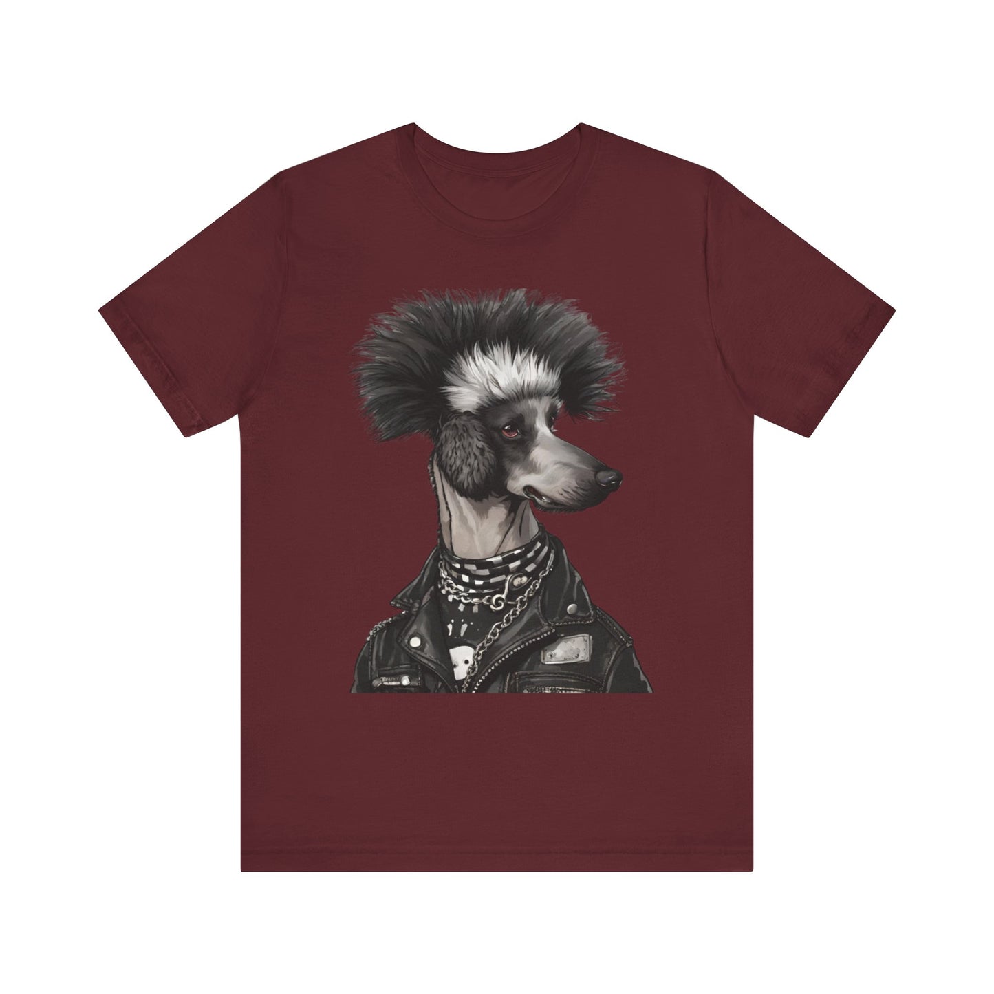 Black & White Punk Rock Poodle Puppy Dog Women's Jersey Short Sleeve Tee Size s-2xl