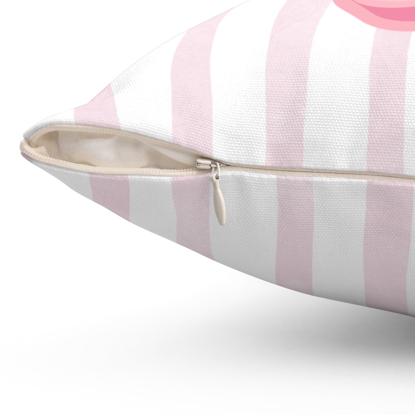 Pink & White Striped Coquette Personalized Initial or Monogram Heart with Bow Square Double-Sided Pillow - Multiple Sizes