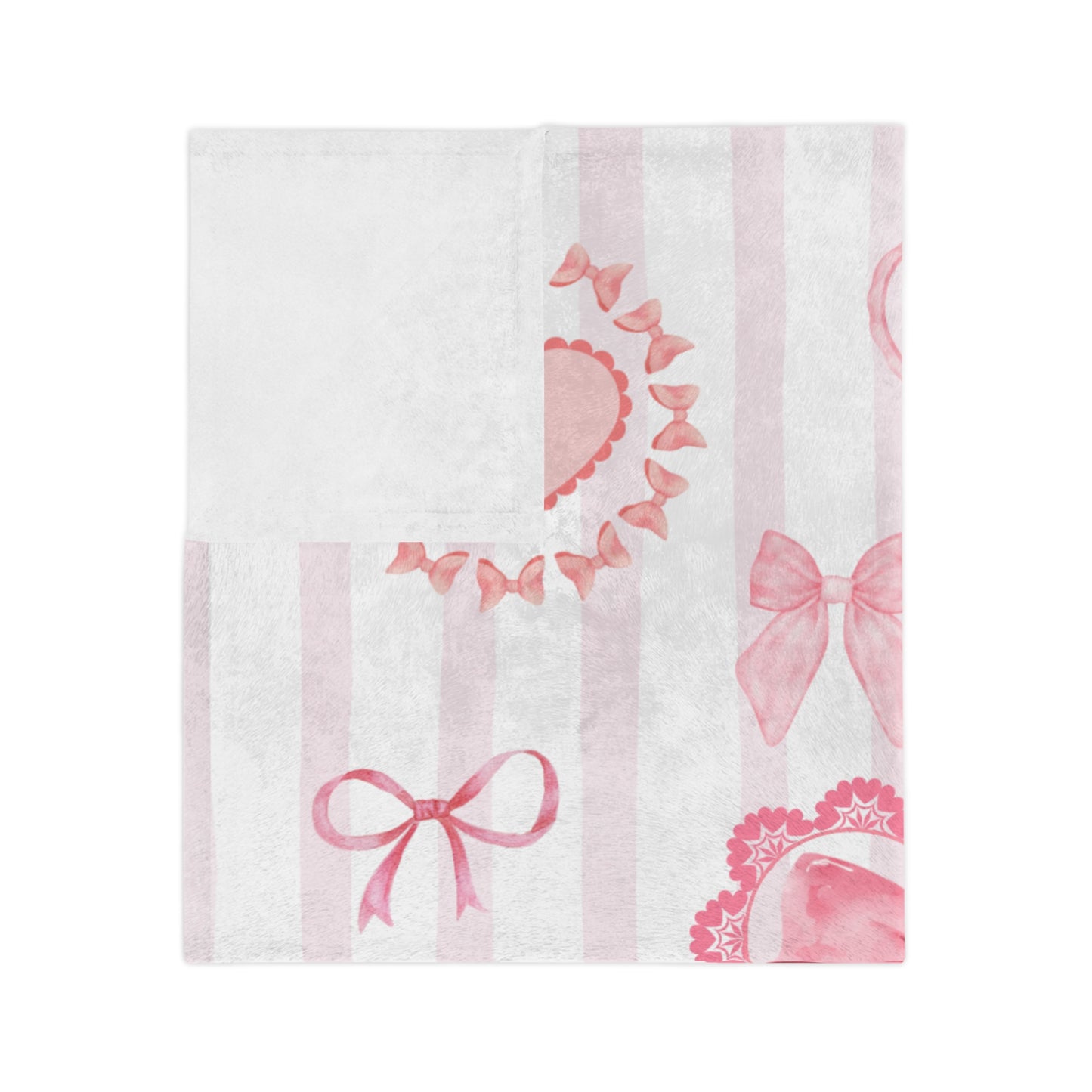 Love Coquette Pink & White Bow Hearts Microfiber Cozy Soft Blanket Multiple Sizes