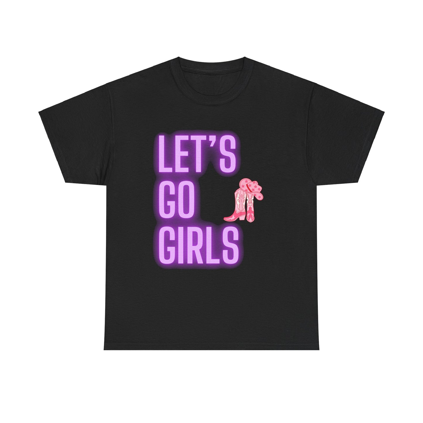 Let's Go Girls Glow Cowgirl Women's Plus Heavy Cotton Tee Size xl-5xl